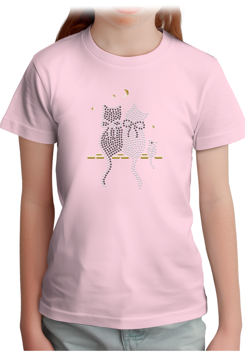 T-Shirt Fille Chat Souris Strass
