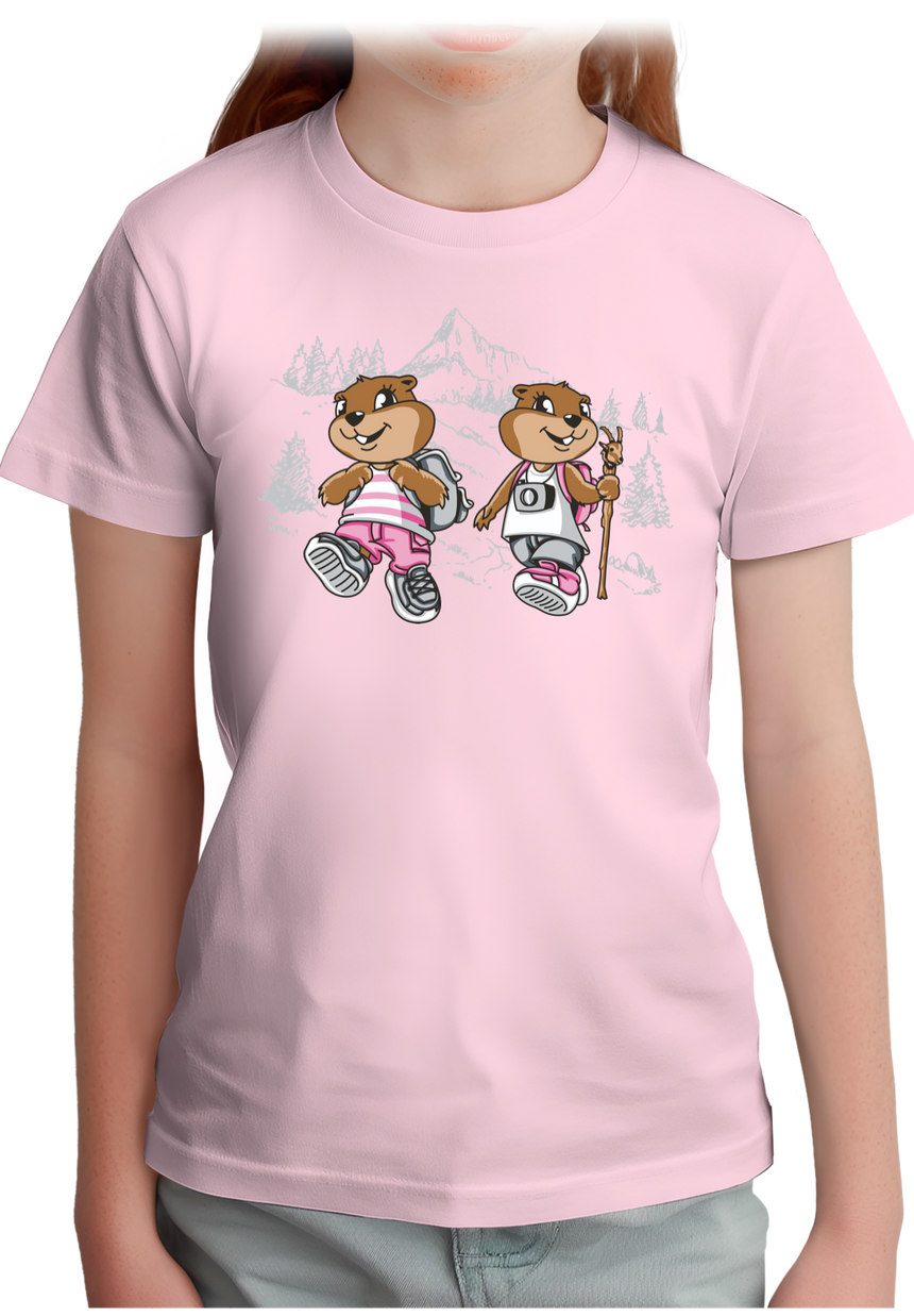 T-Shirt Fille Marmottes en rando à la montagne