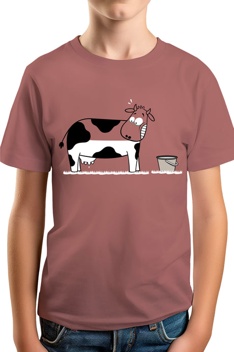 T-Shirt Garçon Vache à moitié pleine de lait