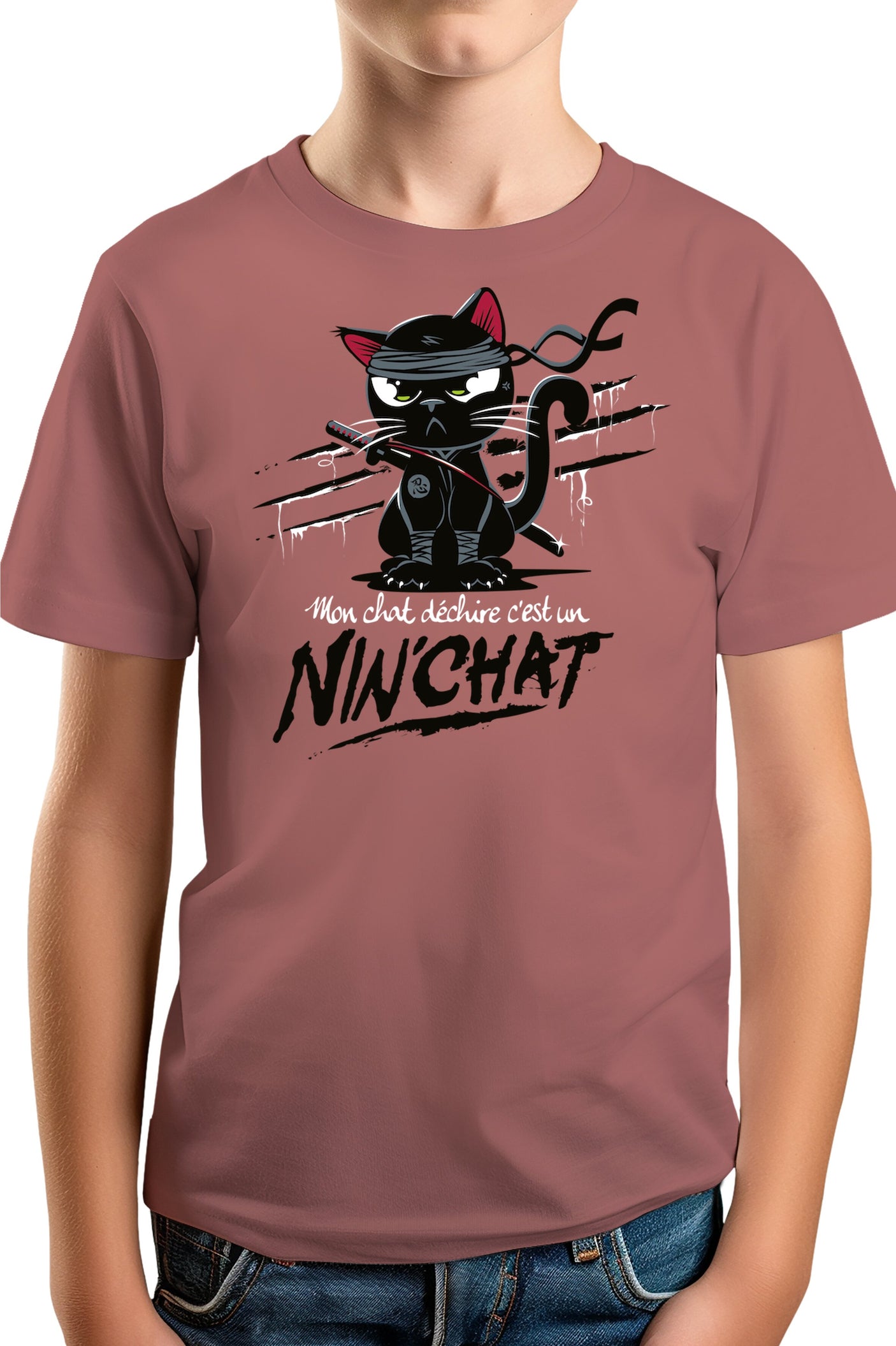 T-Shirt Garçon Mon chat déchire tout c'est un ninja