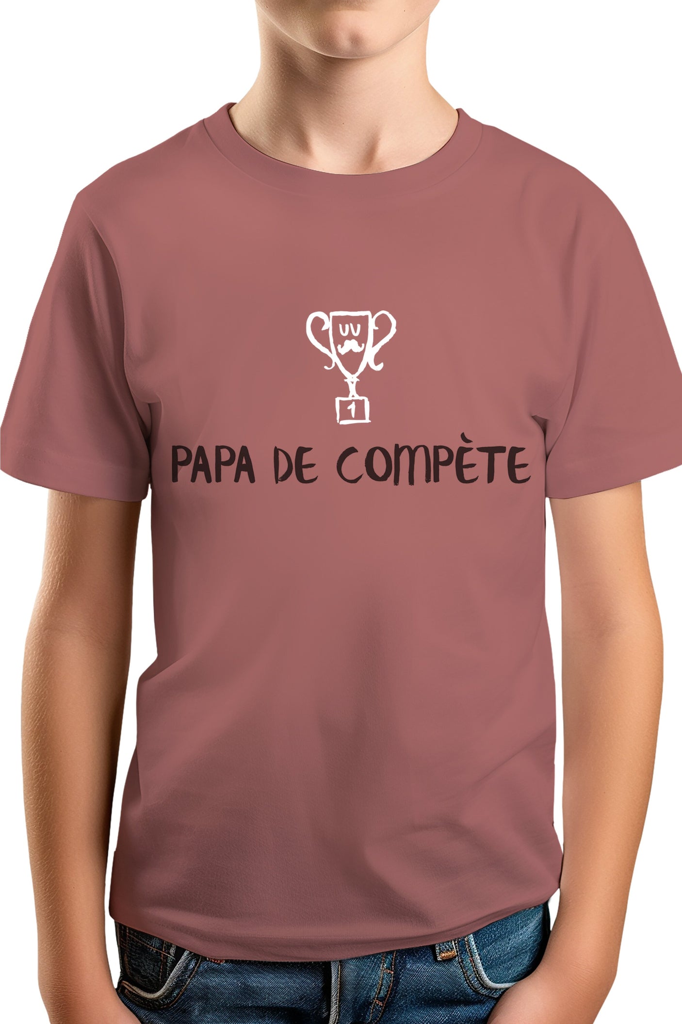 T-Shirt Garçon Un super papa de compète (encre gonflante)