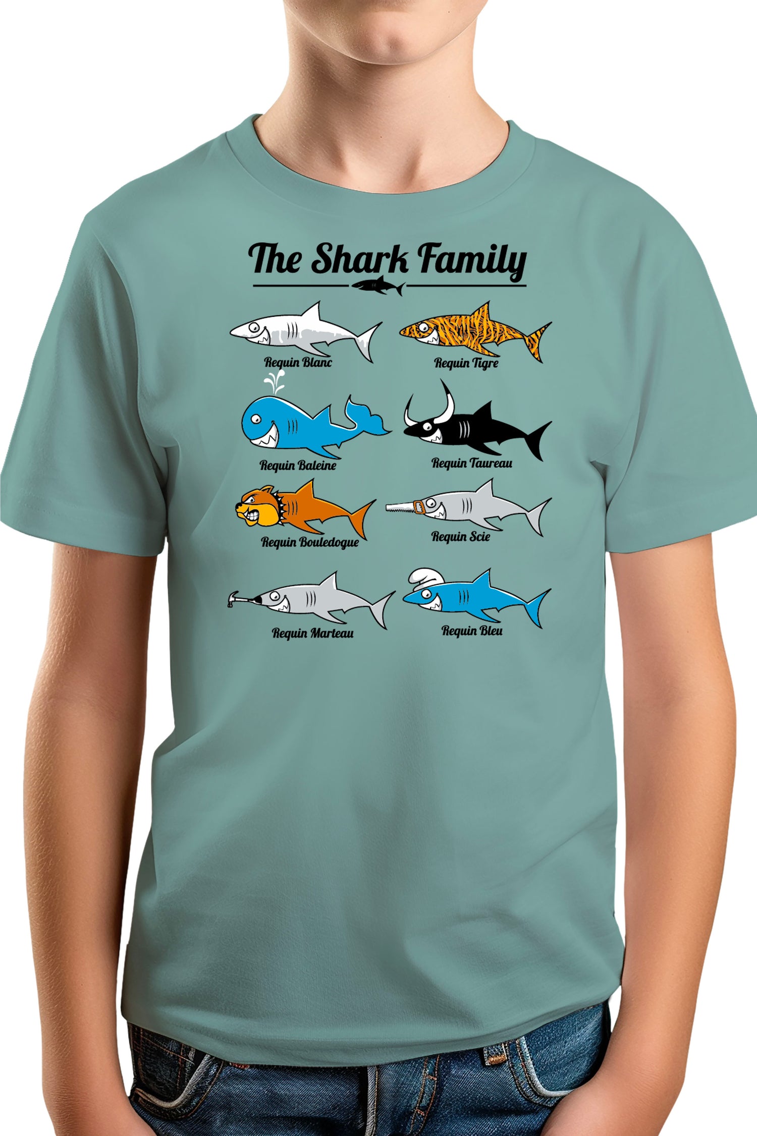 T-Shirt Garçon La famille requin
