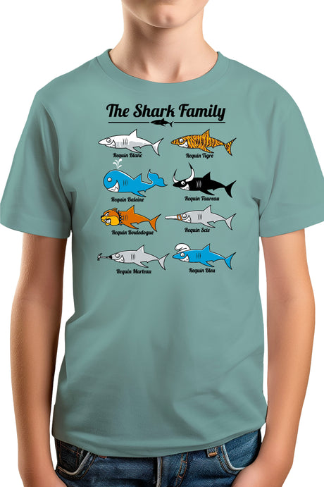 T-Shirt Garçon La famille requin