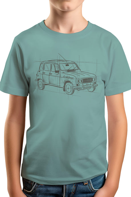 T-Shirt Garçon La 4L en crayonné dessin technique