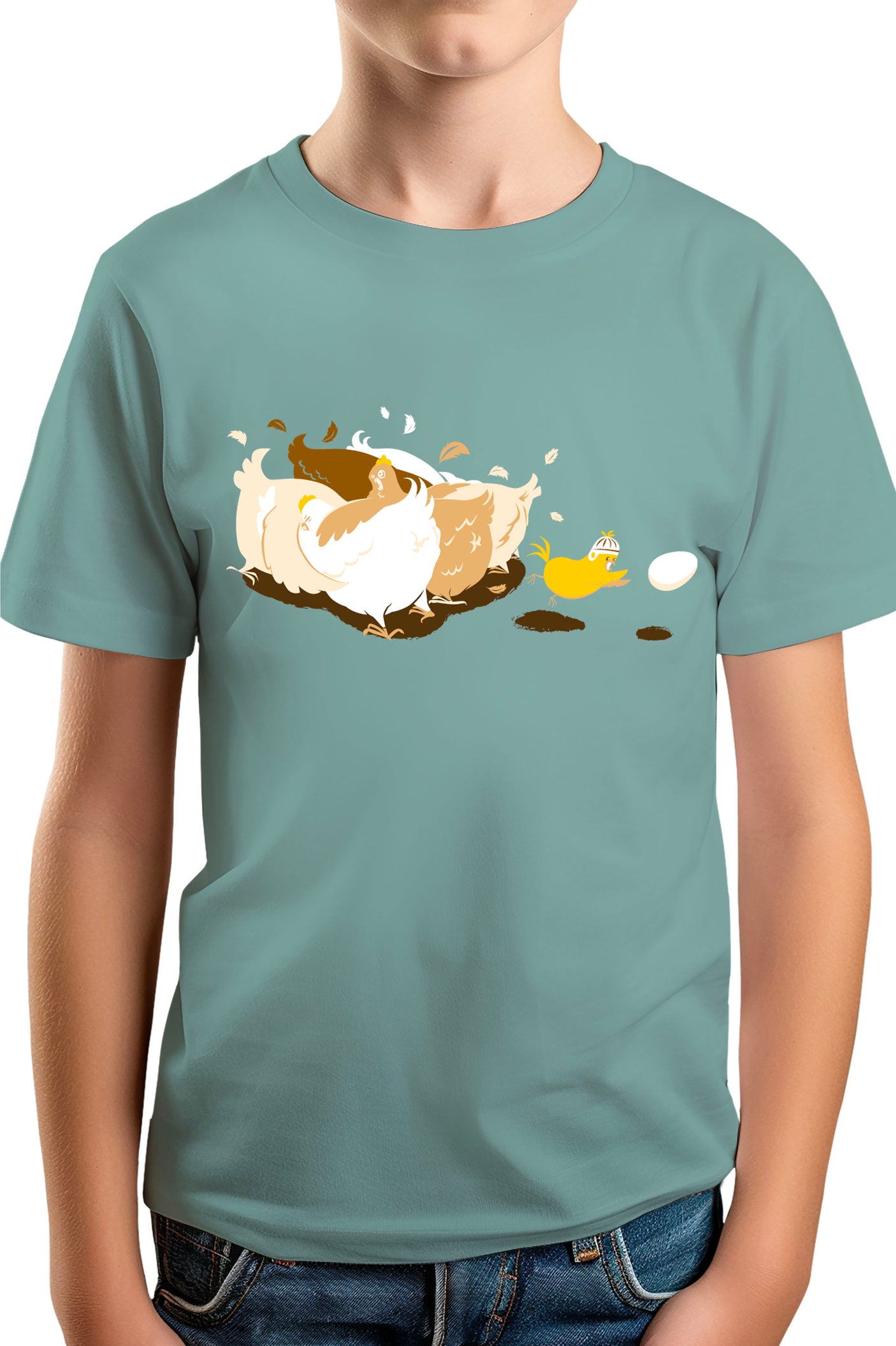 T-Shirt Garçon Poule et poussin qui jouent au rugby