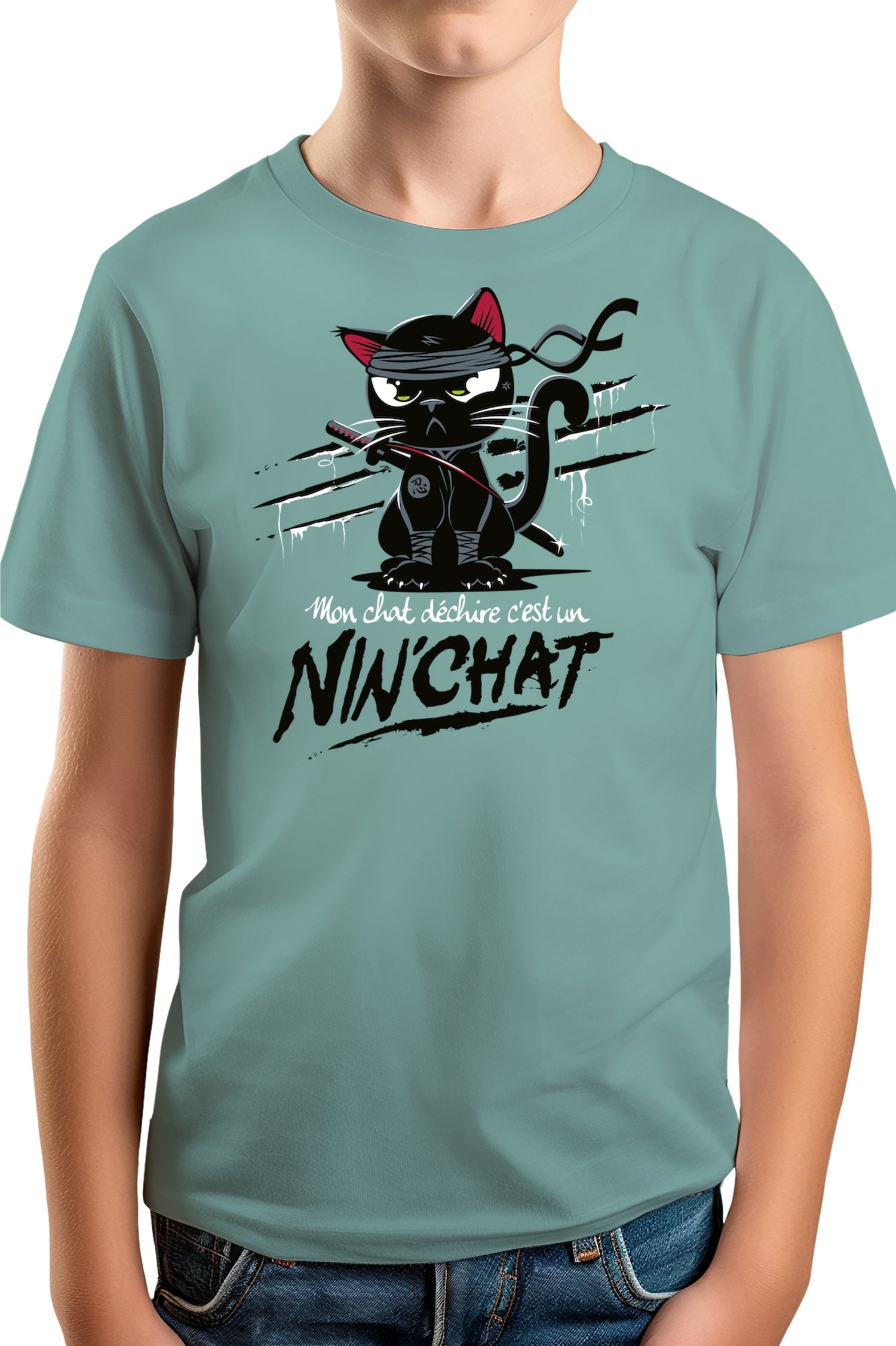 T-Shirt Garçon Mon chat déchire tout c'est un ninja