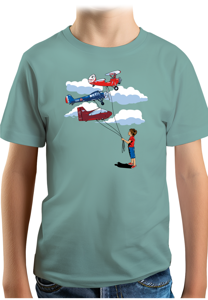 T-Shirt Garçon Enfant Avec 3 ballons Avion