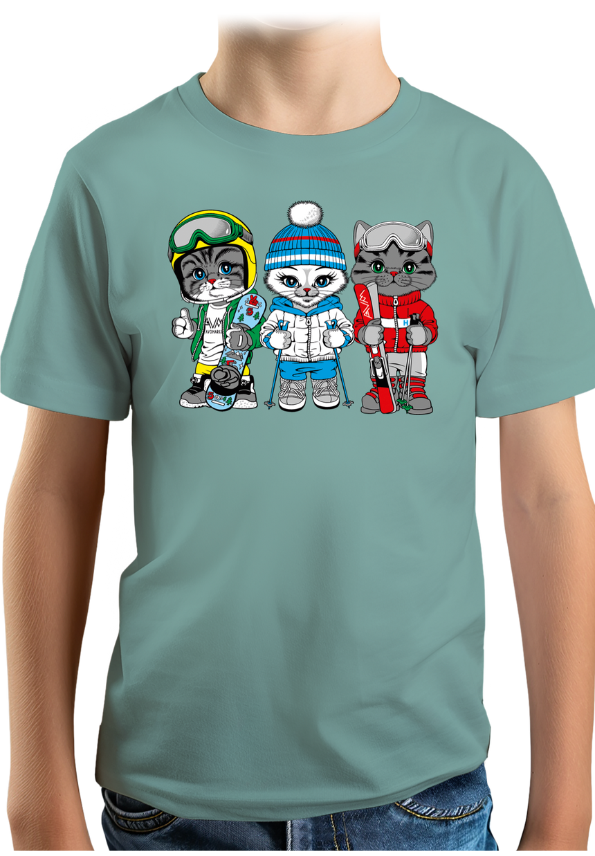 T-Shirt Garçon Les chats au ski (recto/verso)