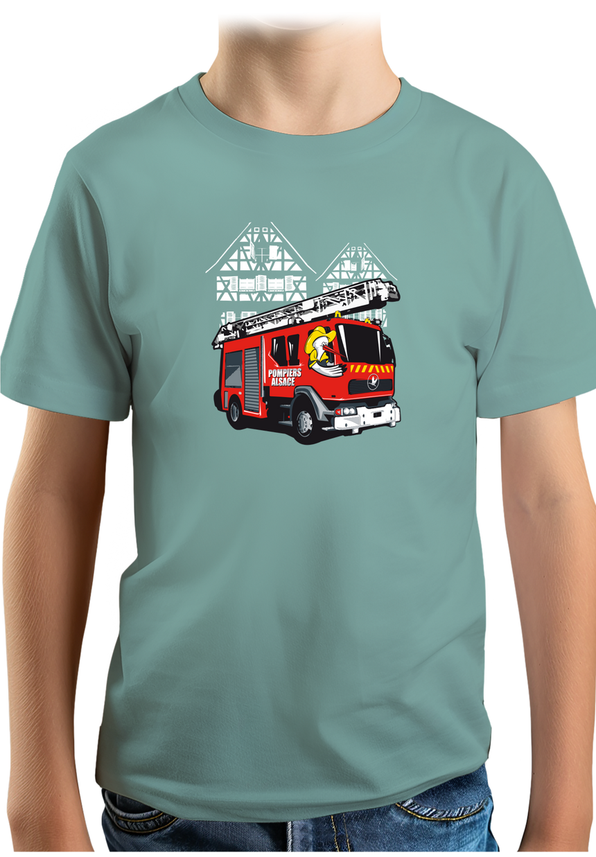 T-Shirt Garçon Les cigognes, les Pompiers Alsacien