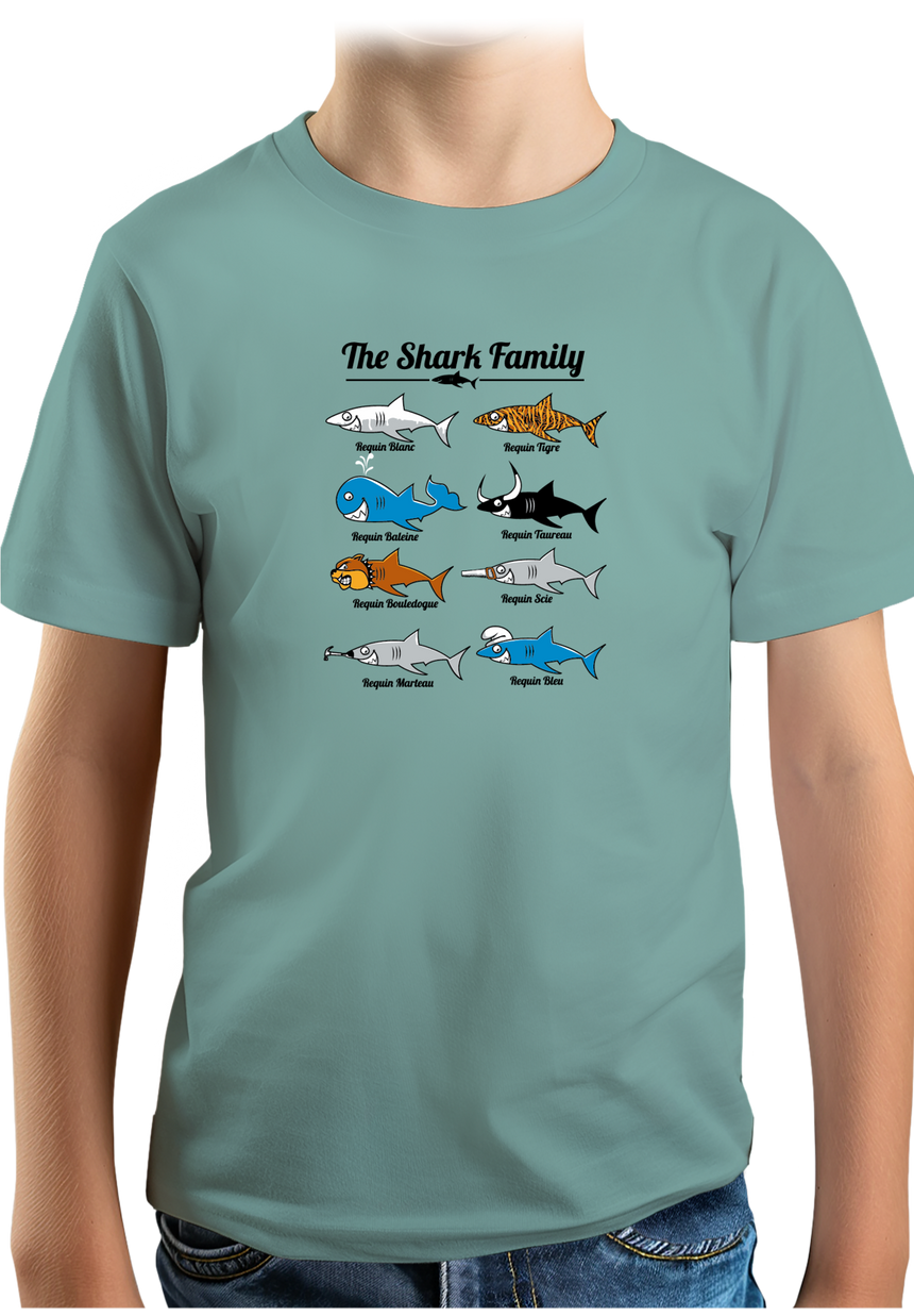 T-Shirt Garçon La famille requin