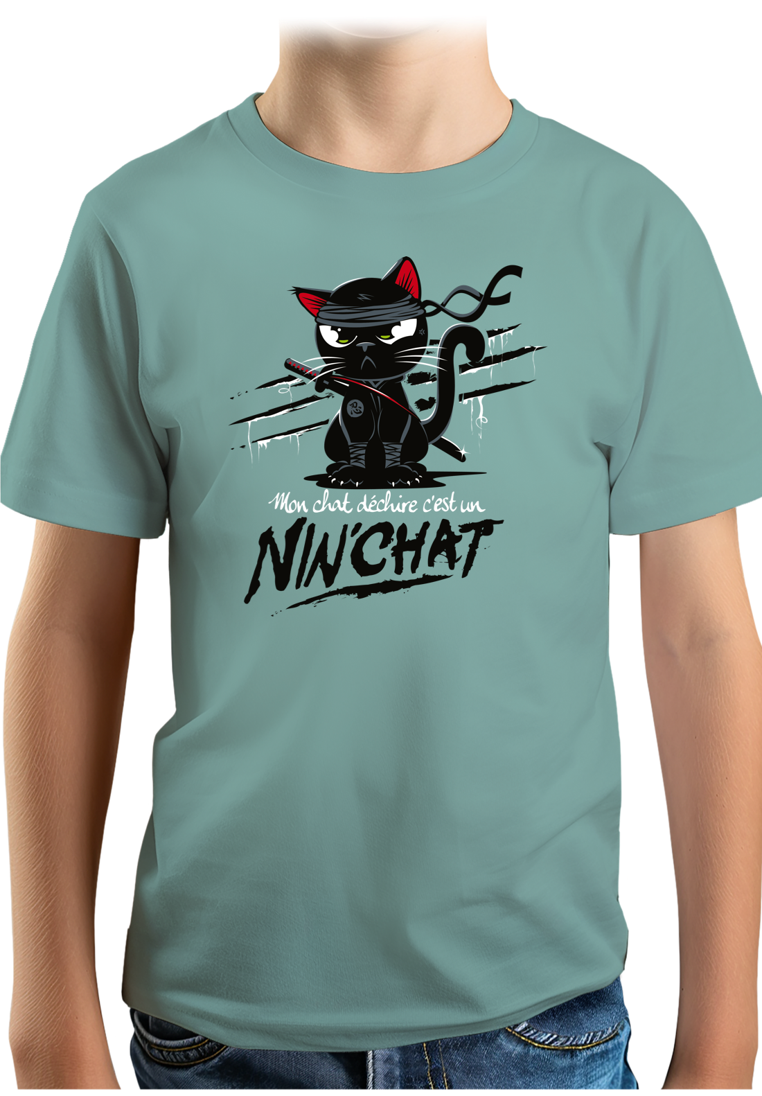 T-Shirt Garçon Mon chat déchire tout c'est un ninja