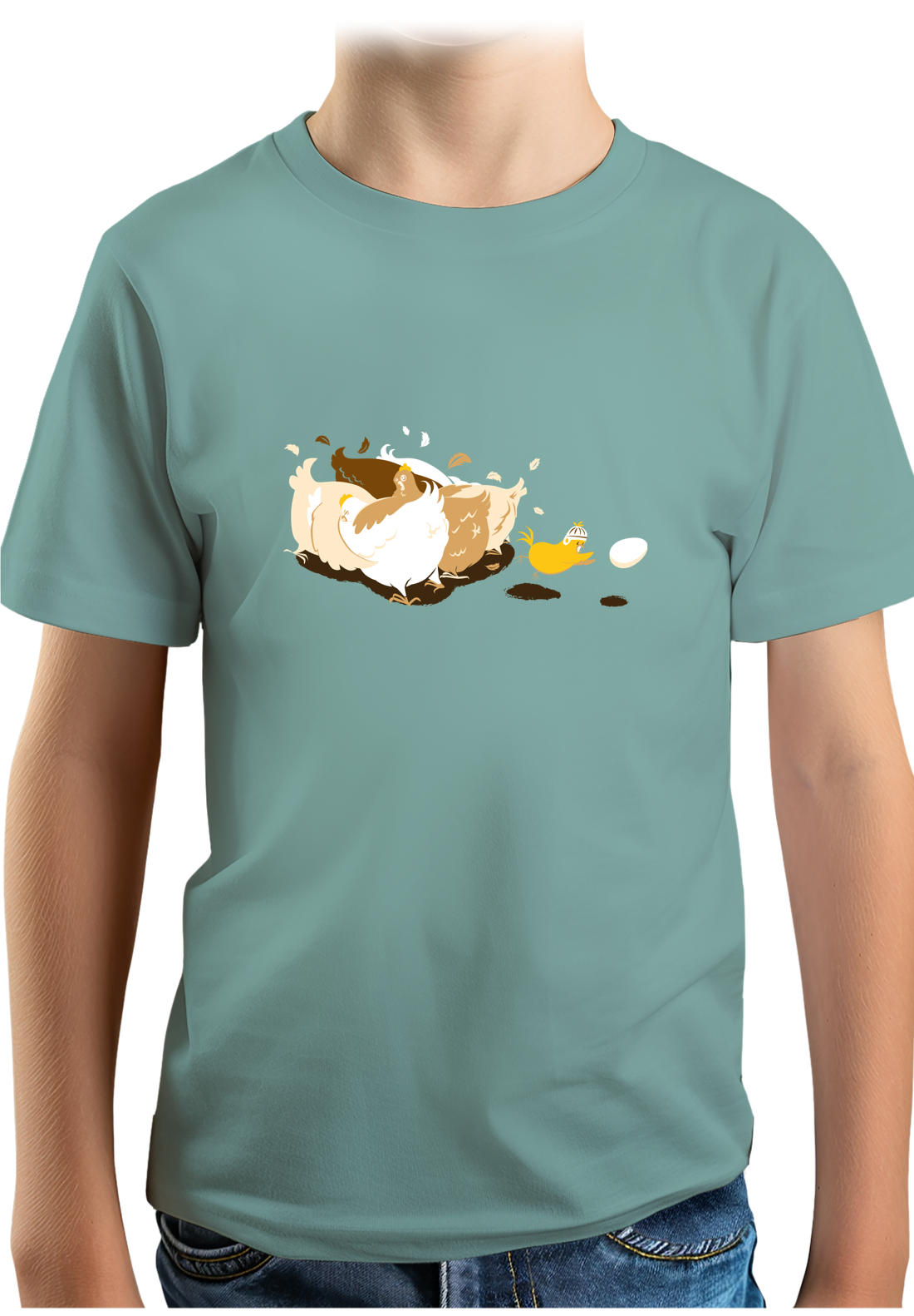 T-Shirt Garçon Poule et poussin qui jouent au rugby