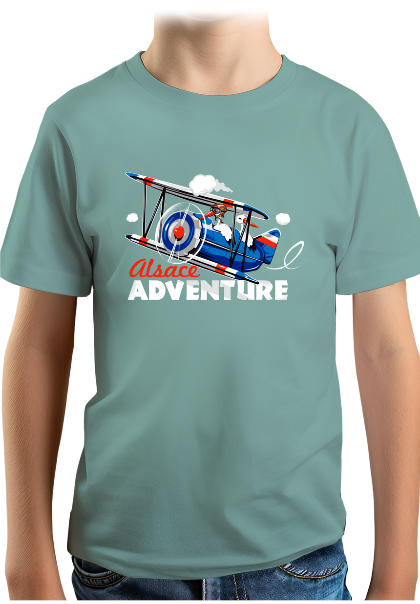T-Shirt Garçon Cigogne dans l'avion en Alsace