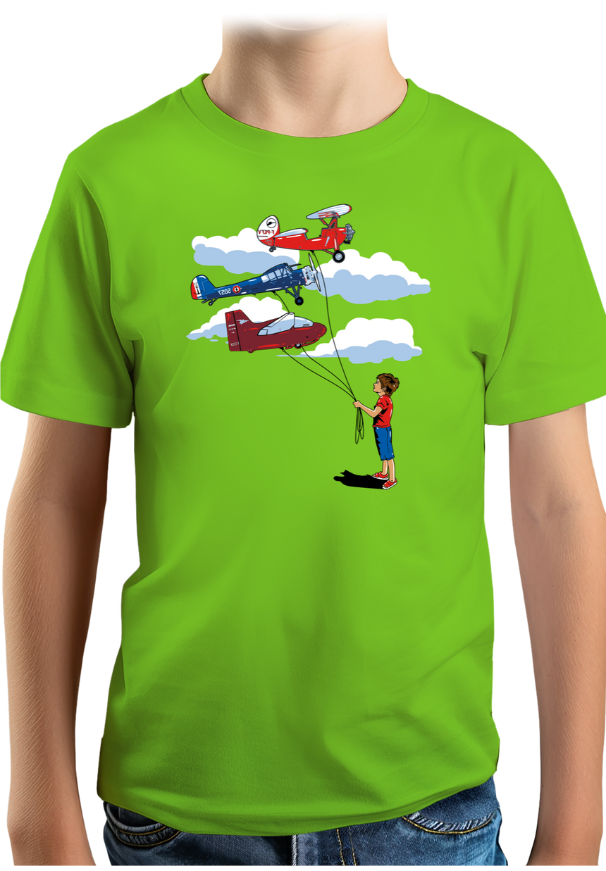 T-Shirt Garçon Enfant Avec 3 ballons Avion