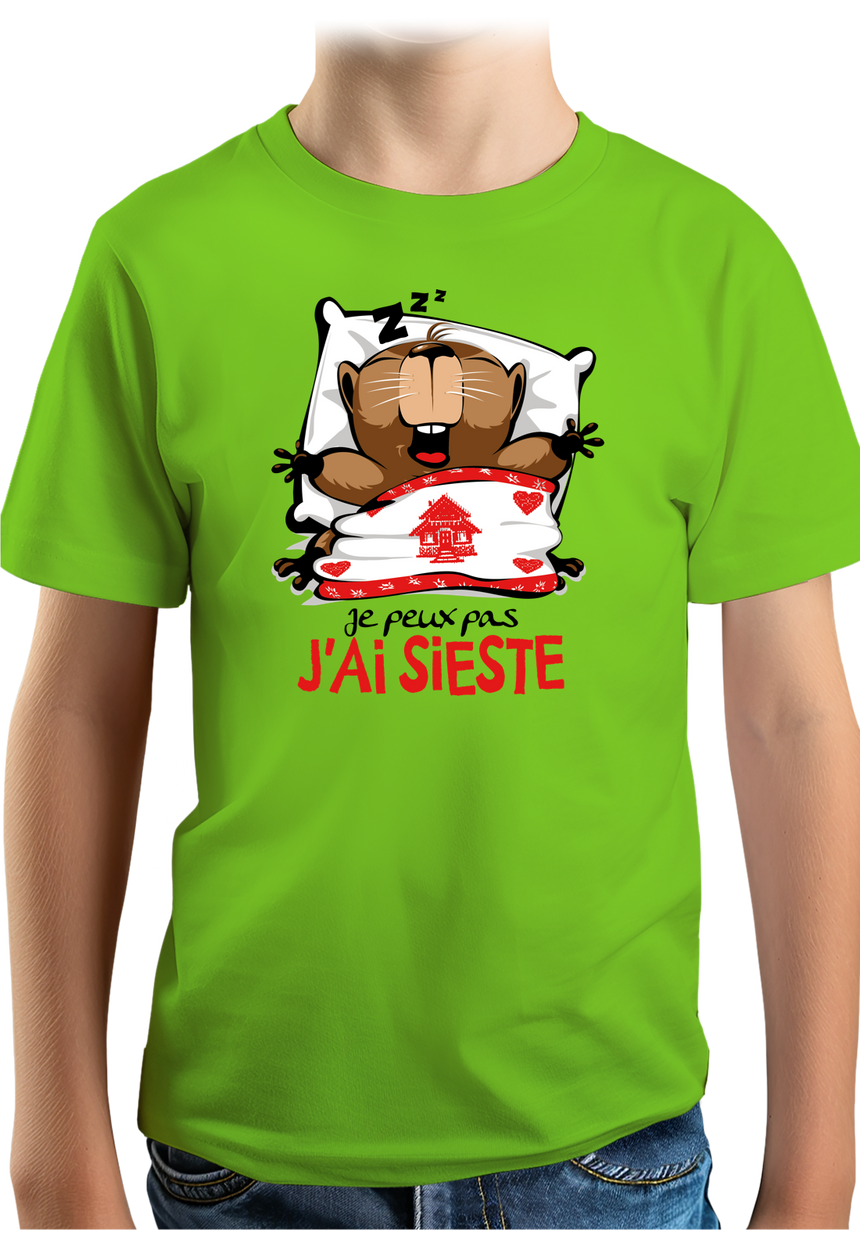 T-Shirt Garçon Marmotte Je peux pas j'ai sieste