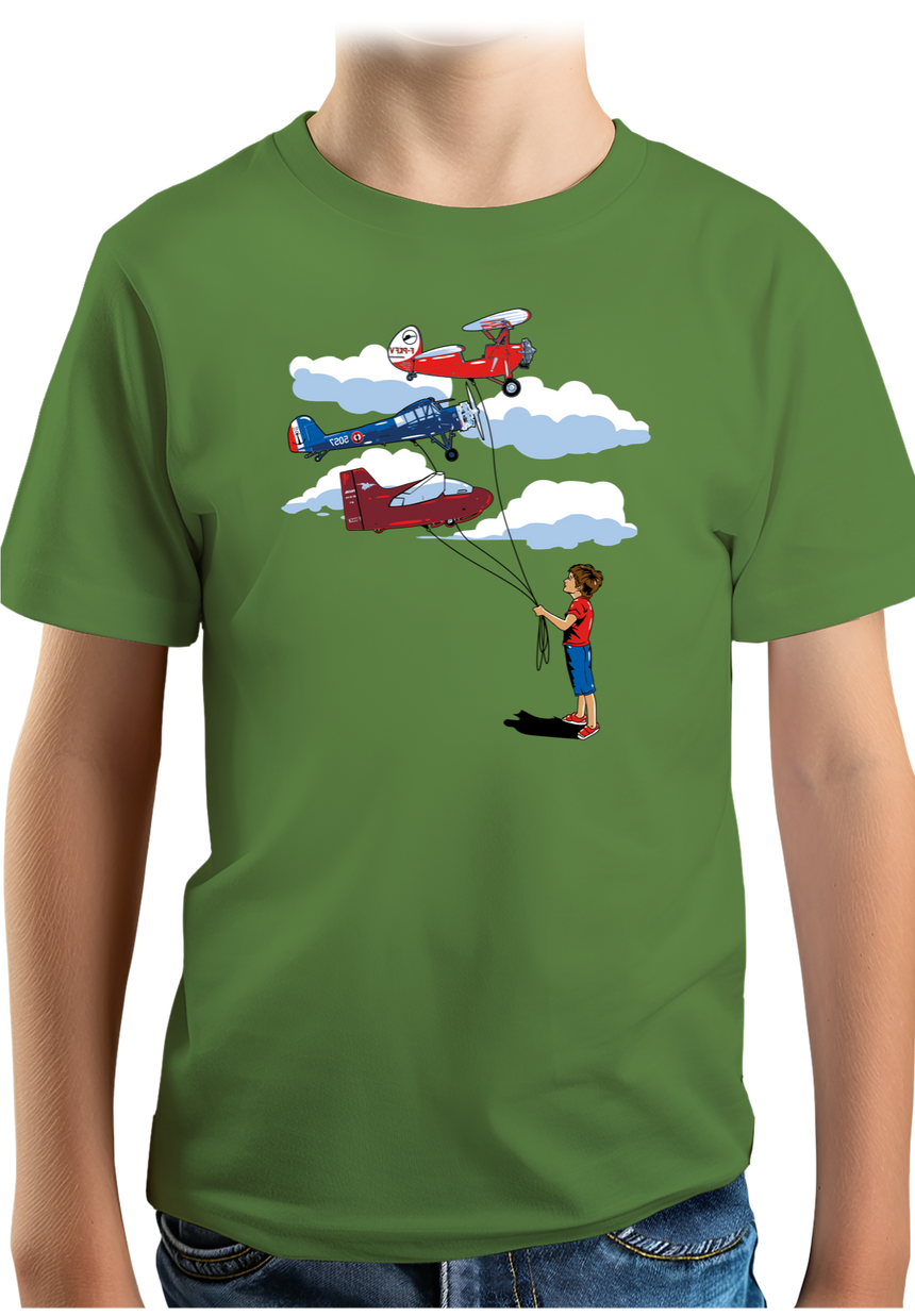 T-Shirt Garçon Enfant Avec 3 ballons Avion