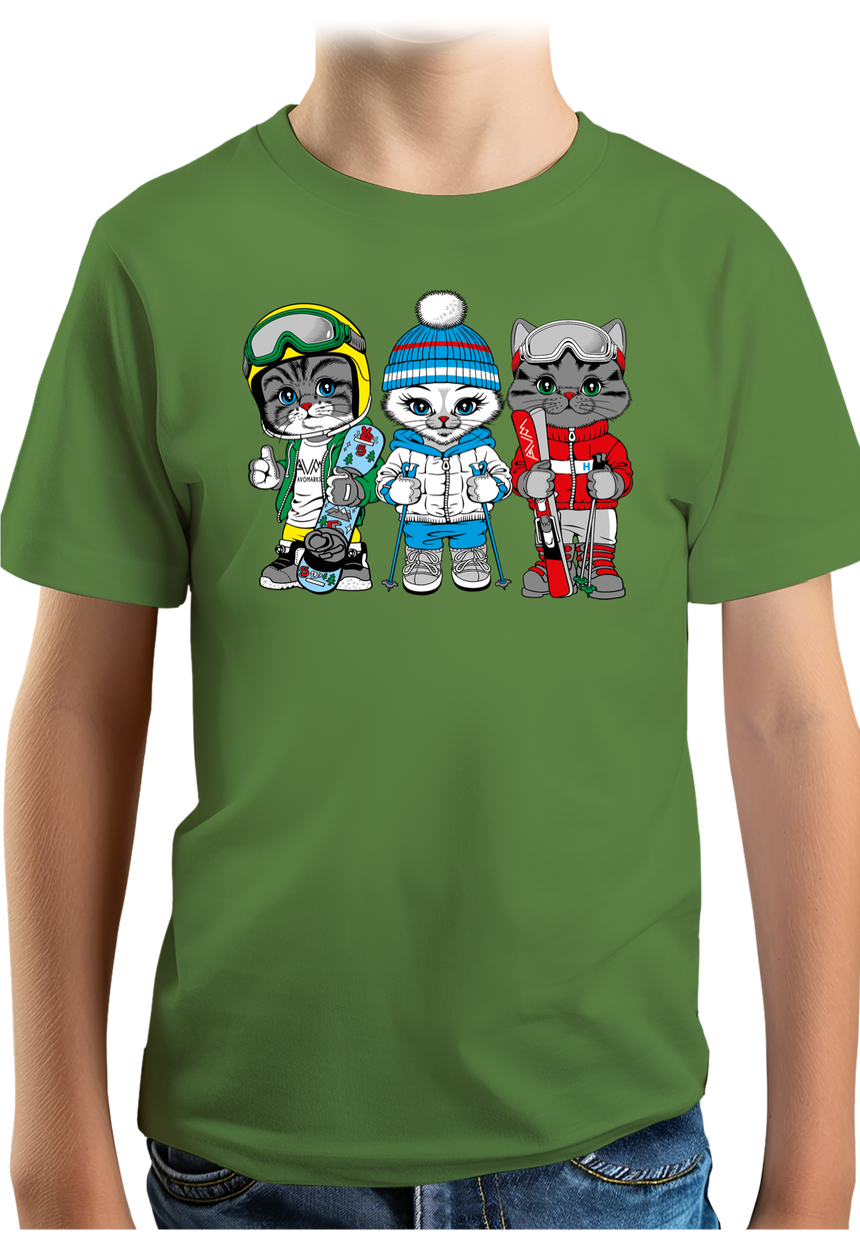 T-Shirt Garçon Les chats au ski (recto/verso)