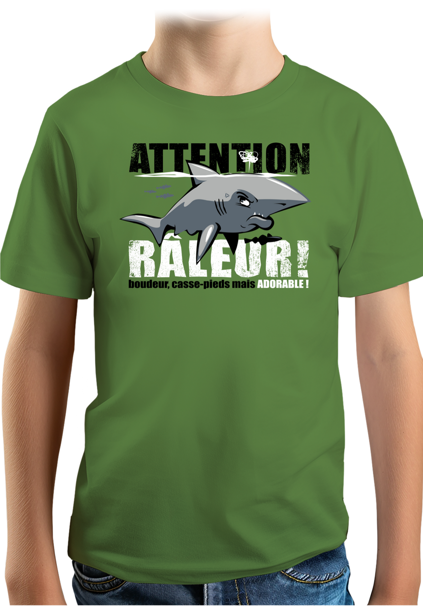 T-Shirt Garçon Attention requin râleur