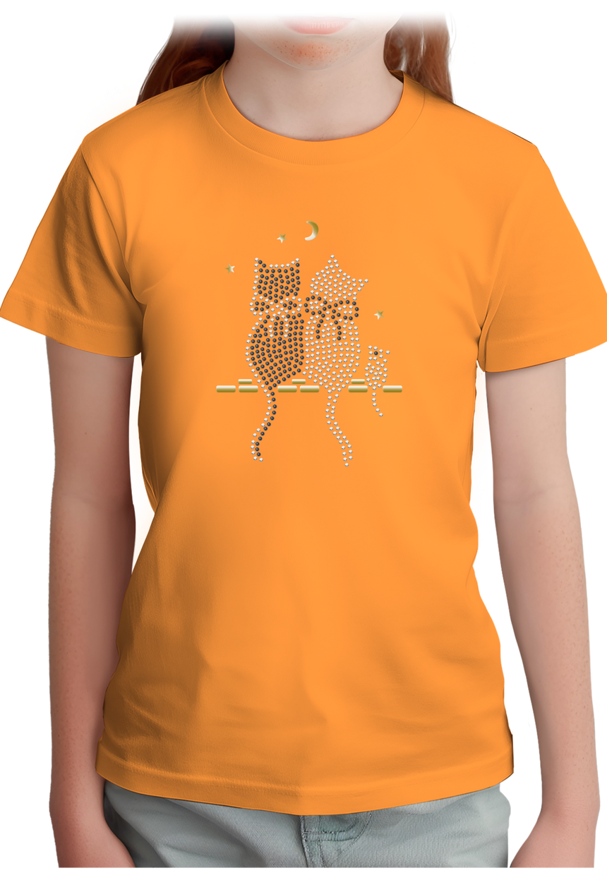 T-Shirt Fille Chat Souris Strass