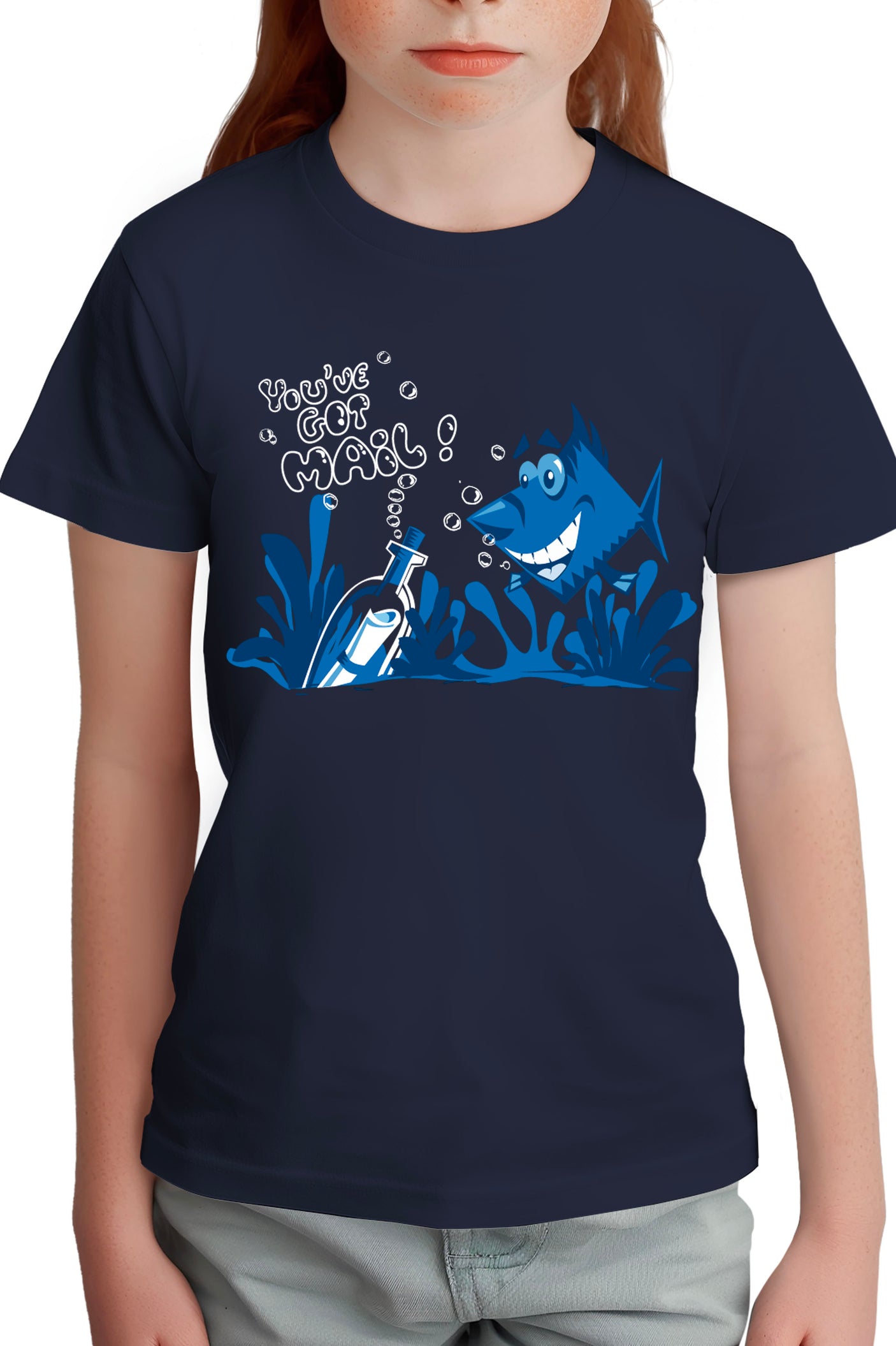 T-Shirt Fille Bouteille à la mer poisson