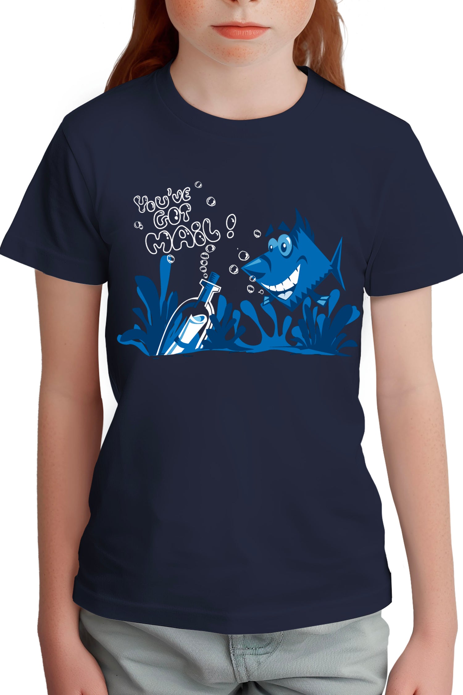 T-Shirt Fille Bouteille à la mer poisson