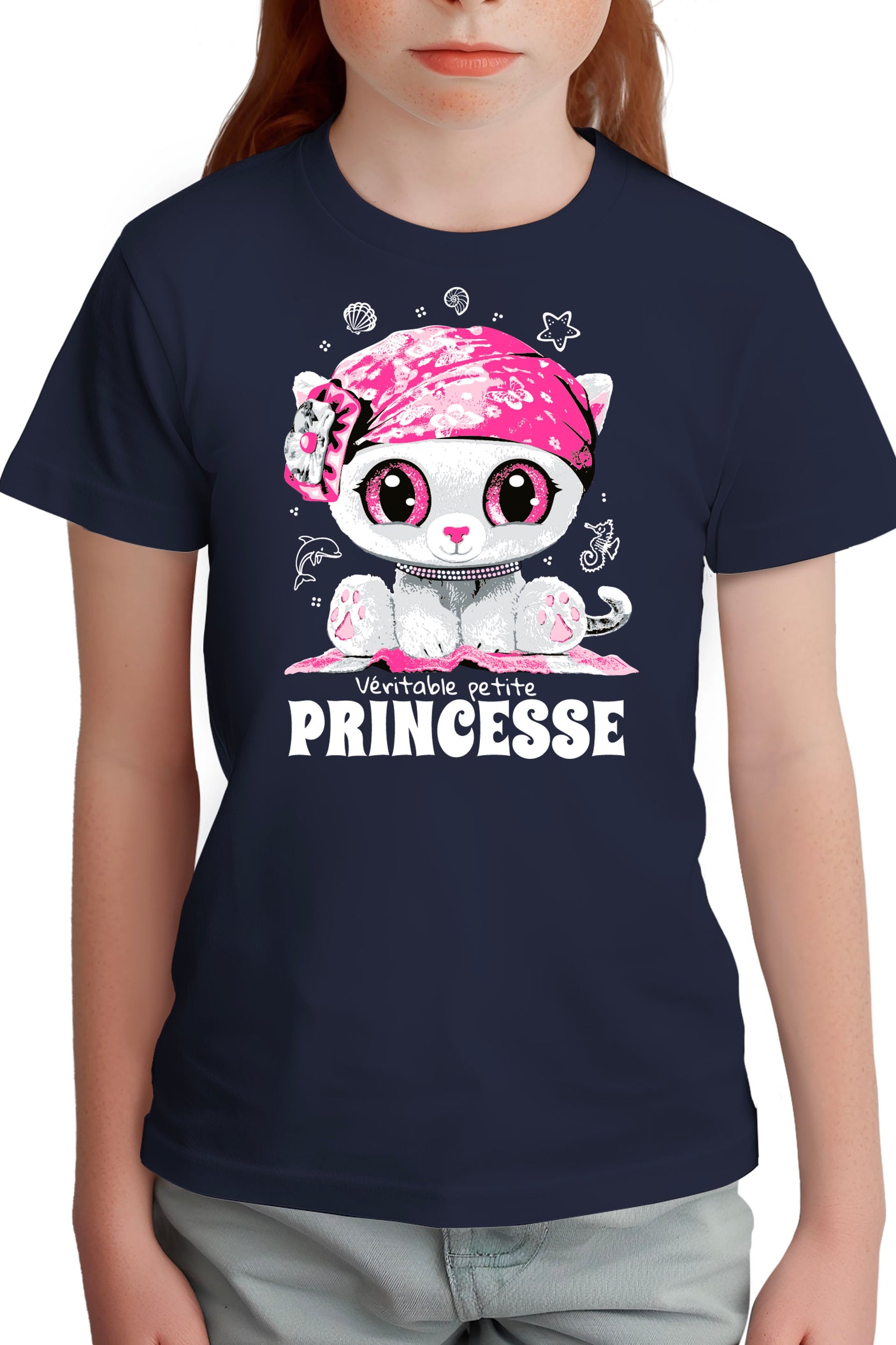T-Shirt Fille Véritable petite chatte princesse strass