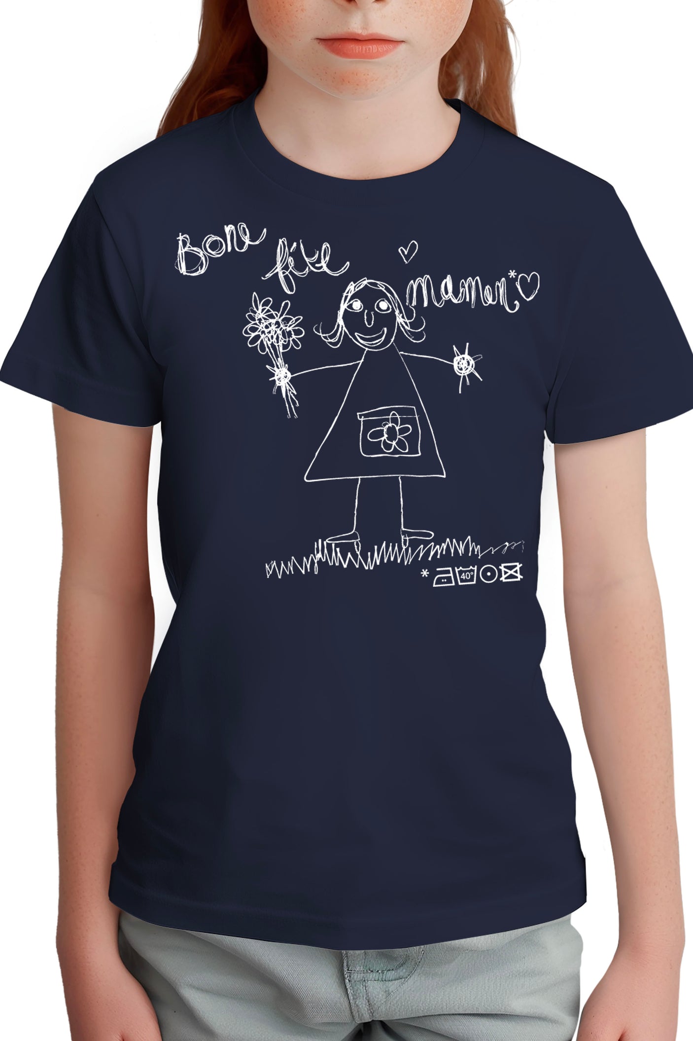 T-Shirt Fille Bone Fête Maman Dessin