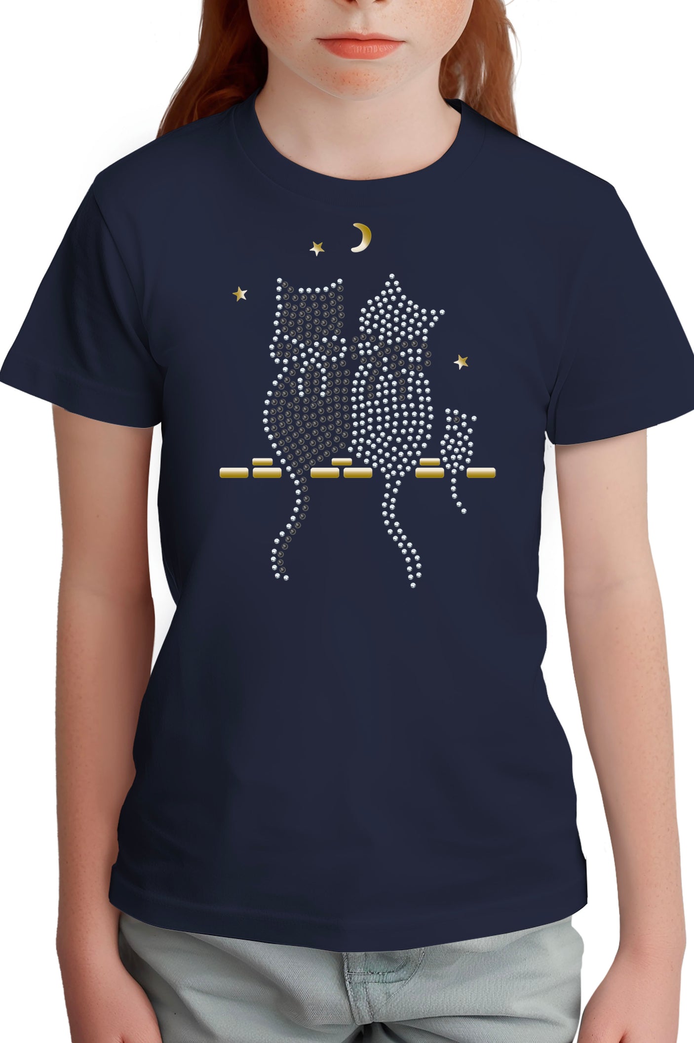 T-Shirt Fille Chat Souris Strass
