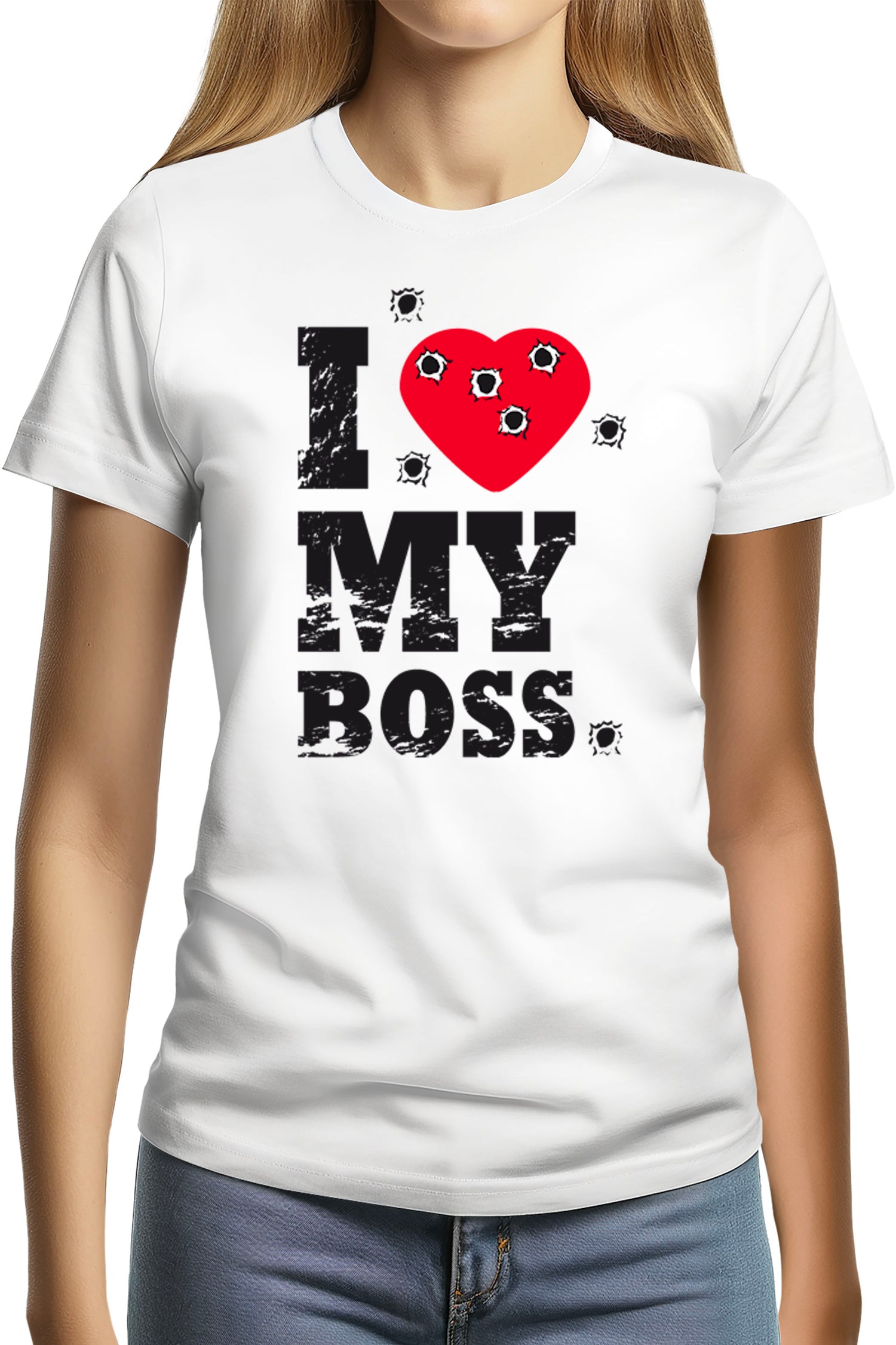 T-Shirt Femme I Love My Boss cible de tire