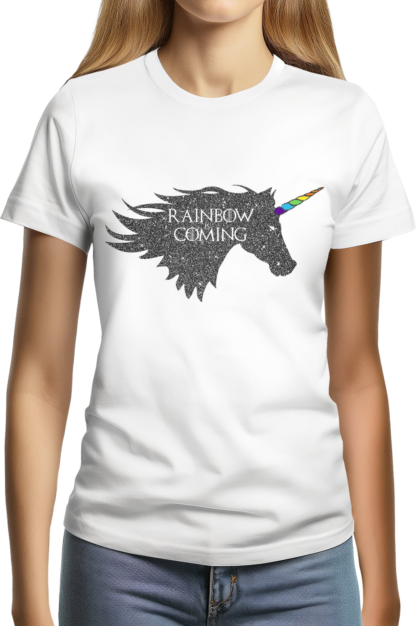 T-Shirt Femme Rainbow unicorn is coming
