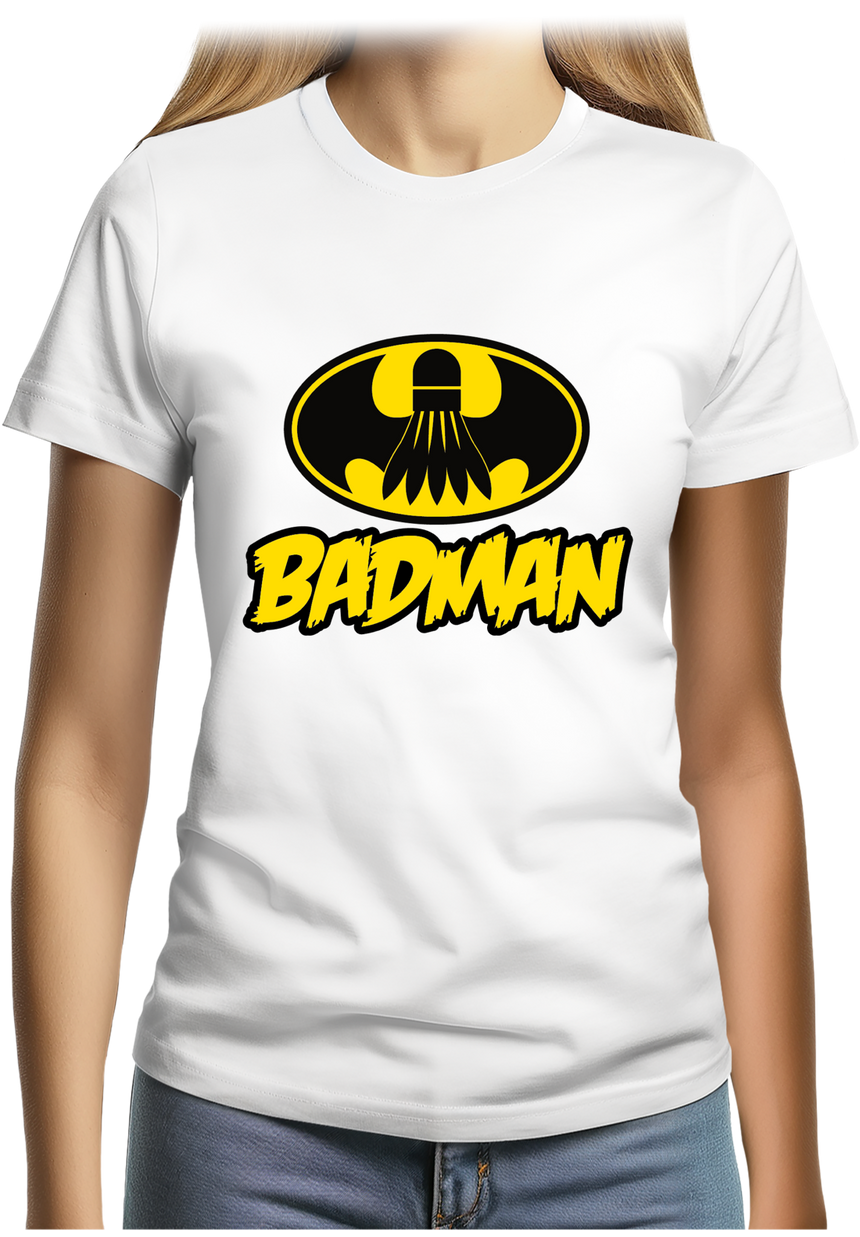 T-Shirt Femme Badman, le super héros du badminton