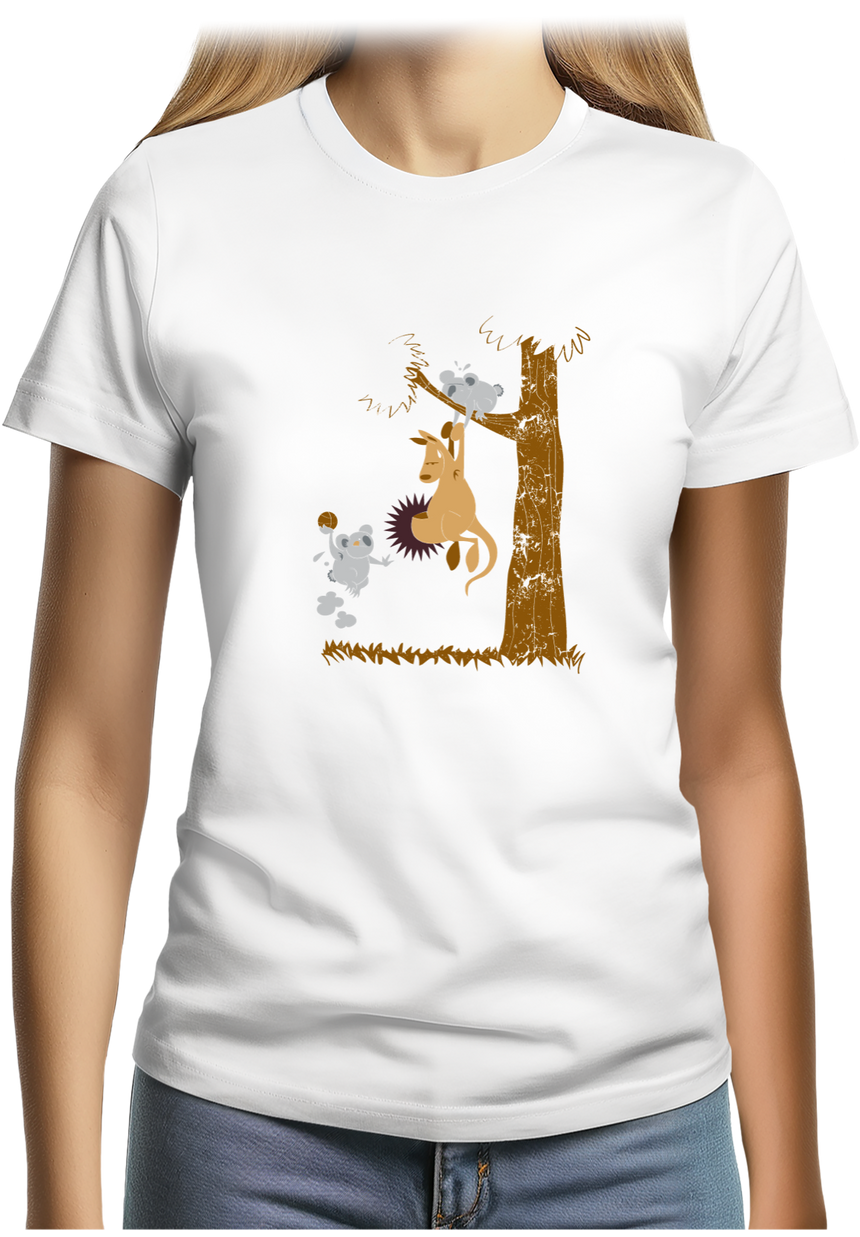 T-Shirt Femme Basket kangourou et koala