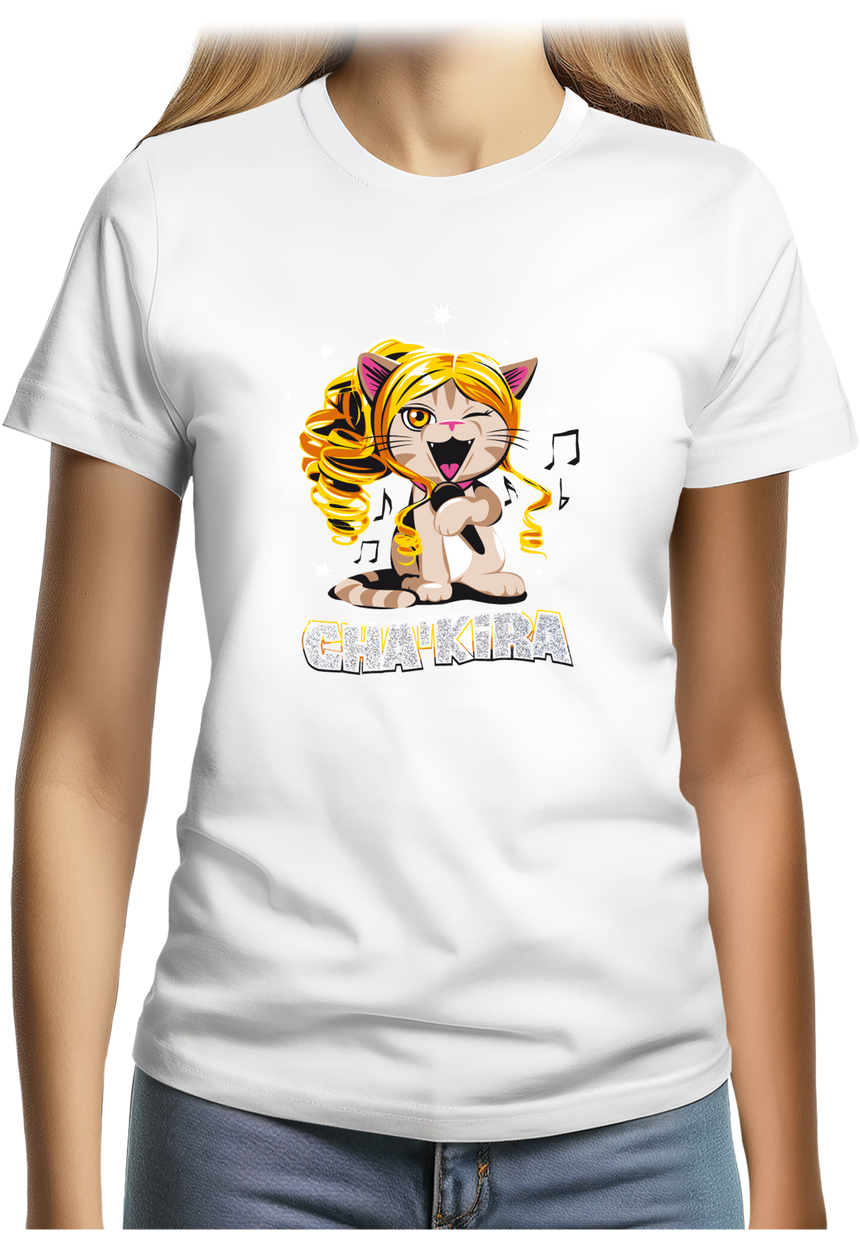 T-Shirt Femme Cha'kira, Chat chanteuse