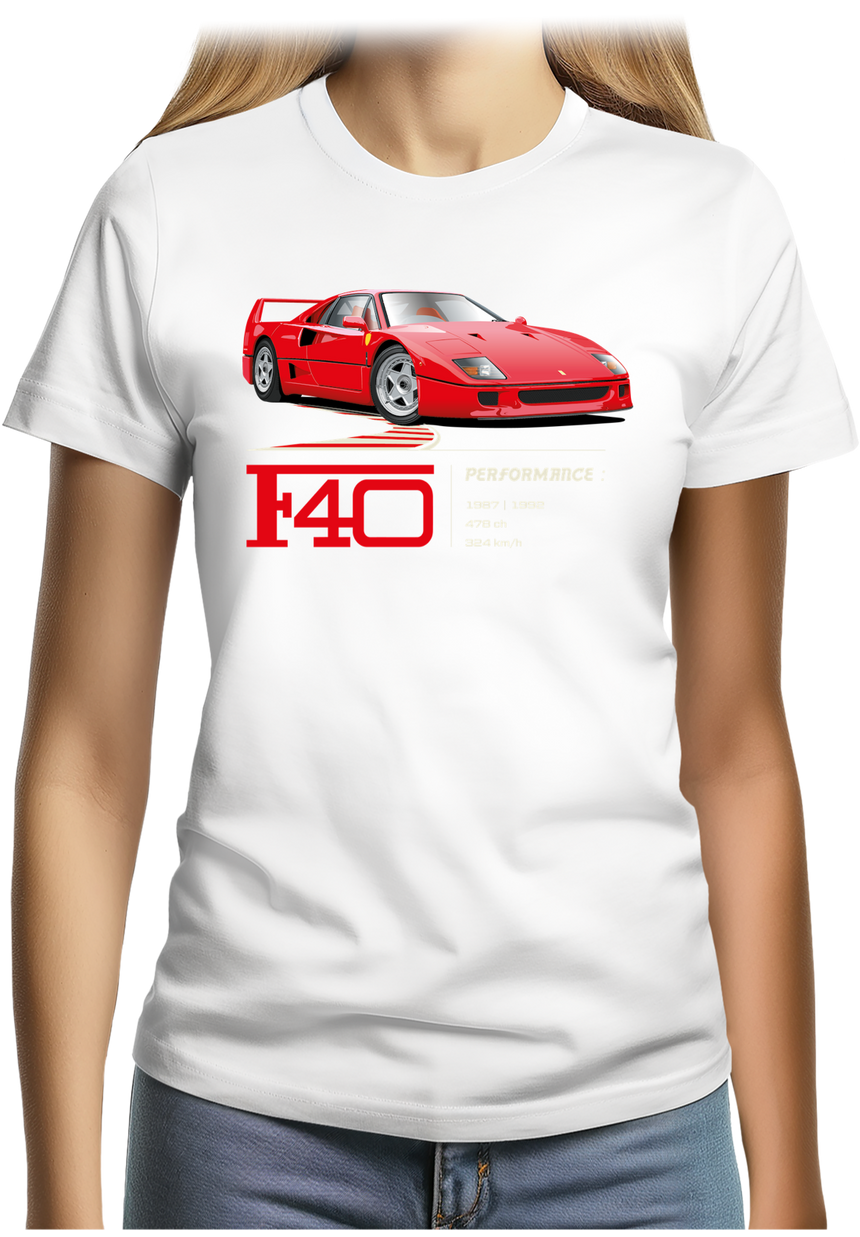 T-Shirt Femme Voiture F40 le V8 iconique