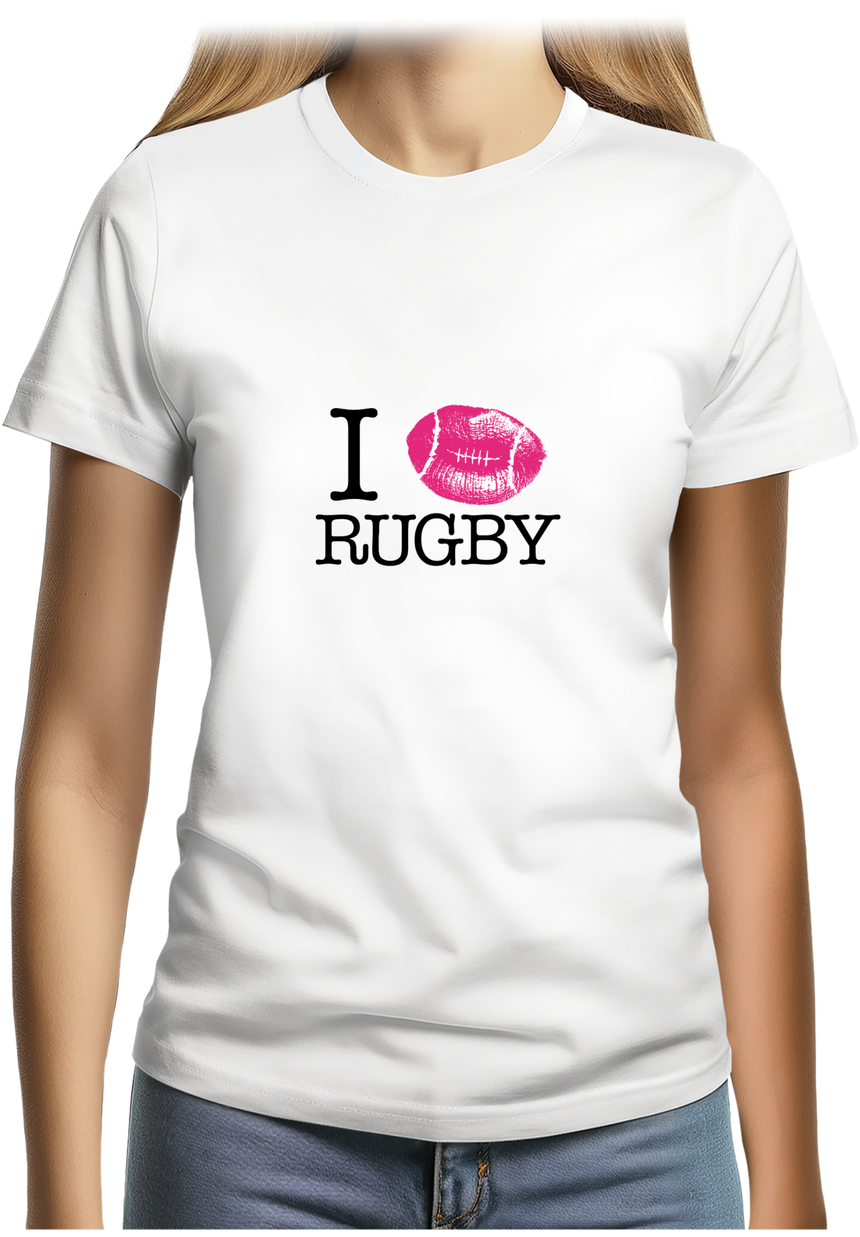 T-Shirt Femme I love rugby