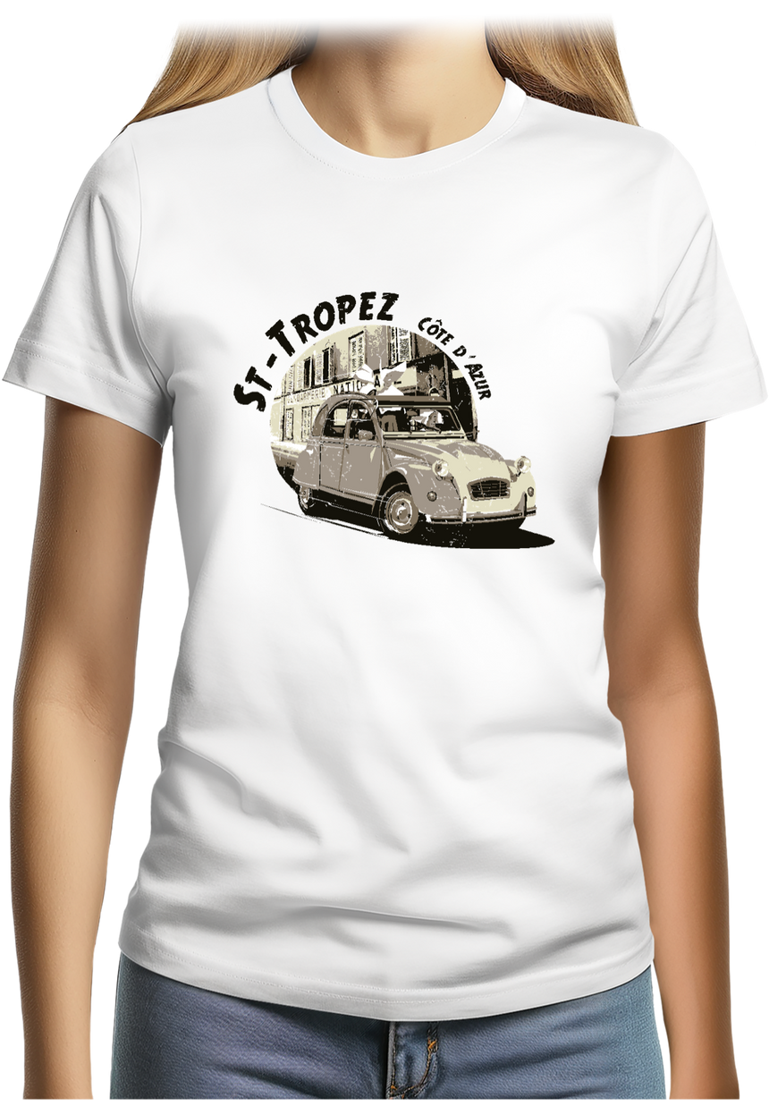 T-Shirt Femme Voiture 2CV St Tropez