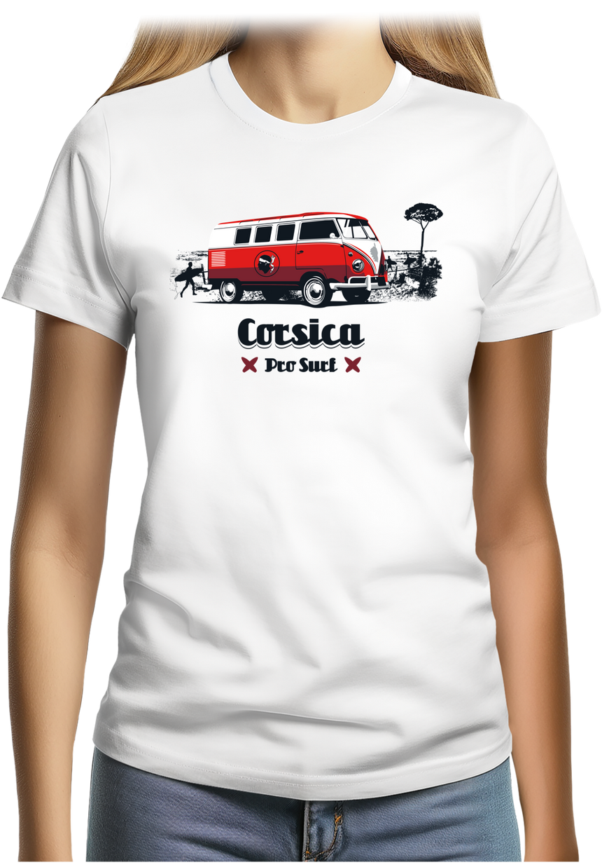 T-Shirt Femme Van plage combi corsica