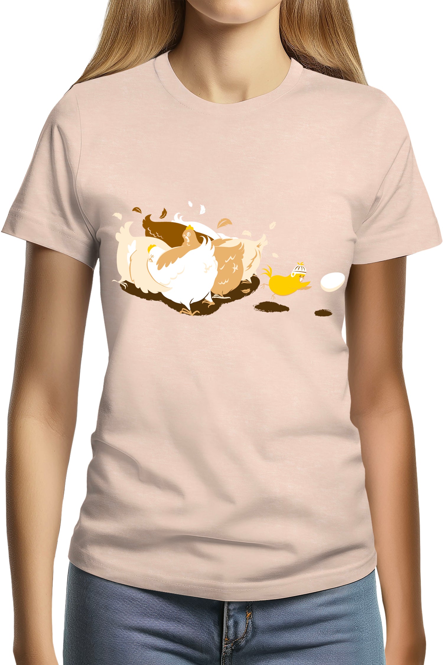 T-Shirt Femme Poule et poussin qui jouent au rugby