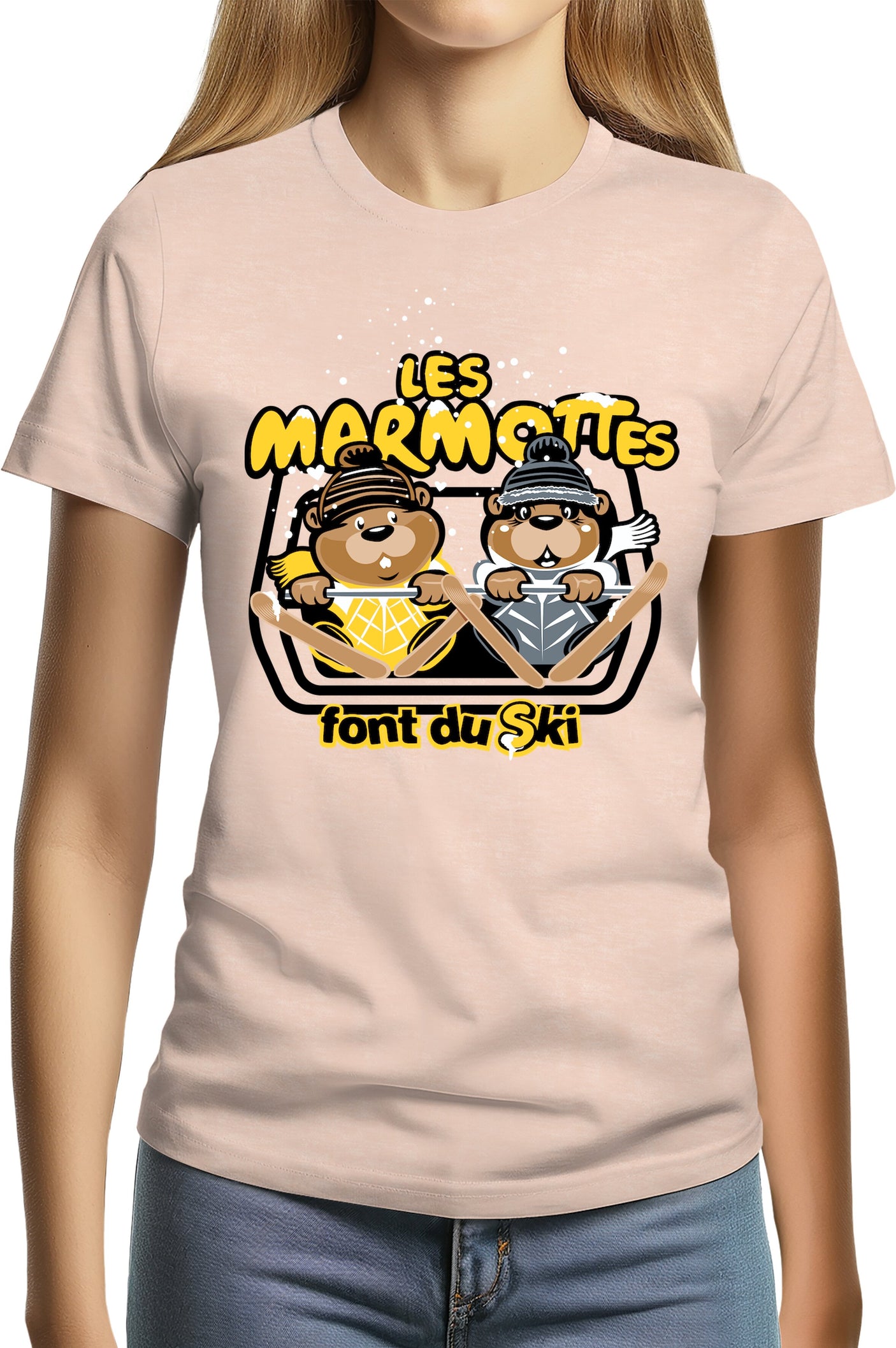 T-Shirt Femme Les marmottes font du ski