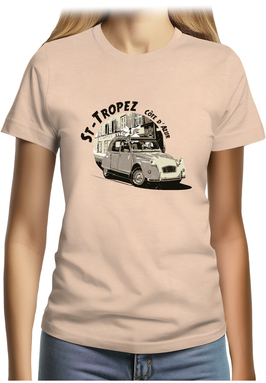 T-Shirt Femme Voiture 2CV St Tropez