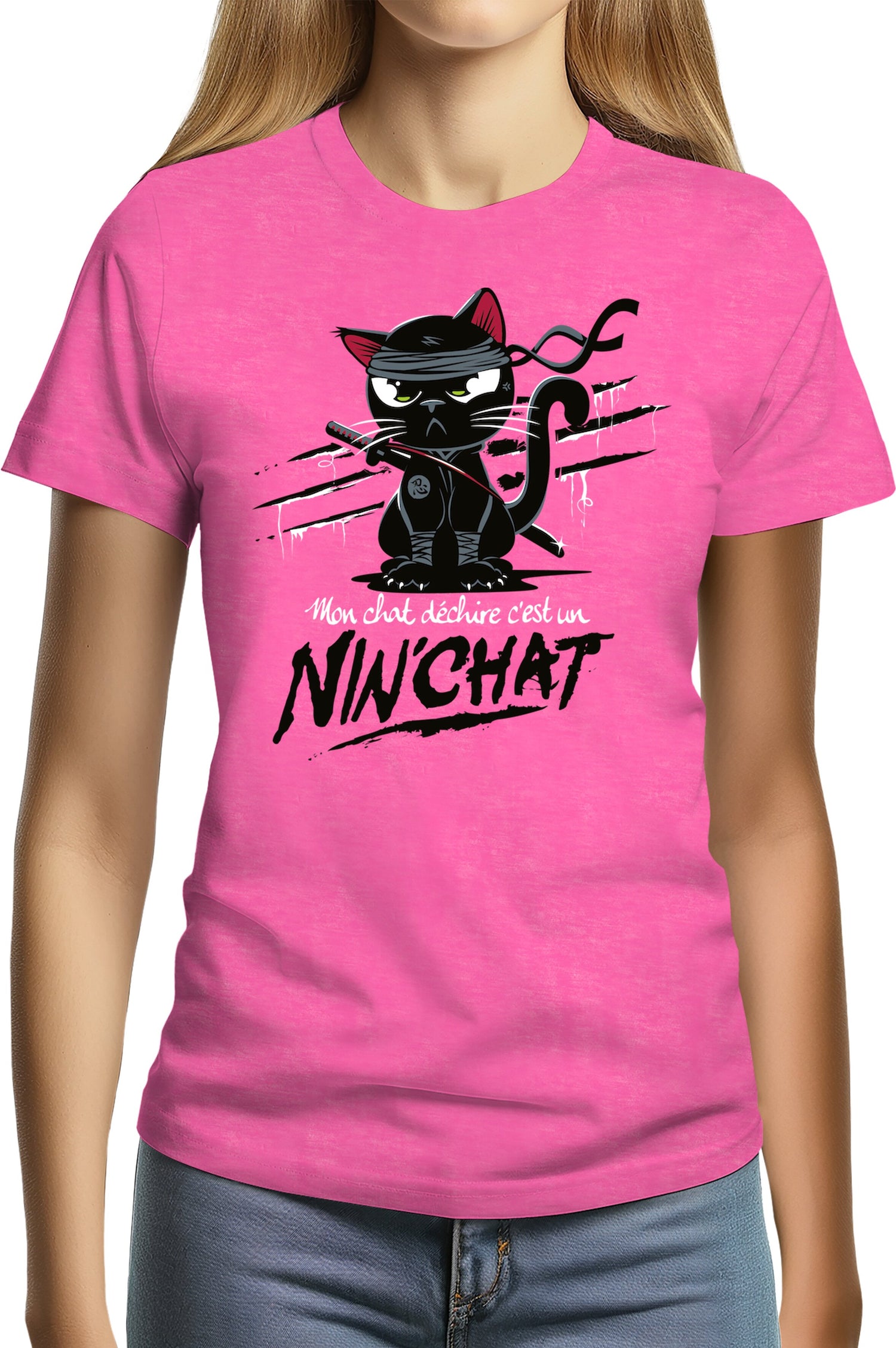 T-Shirt Femme Mon chat déchire tout c'est un ninja