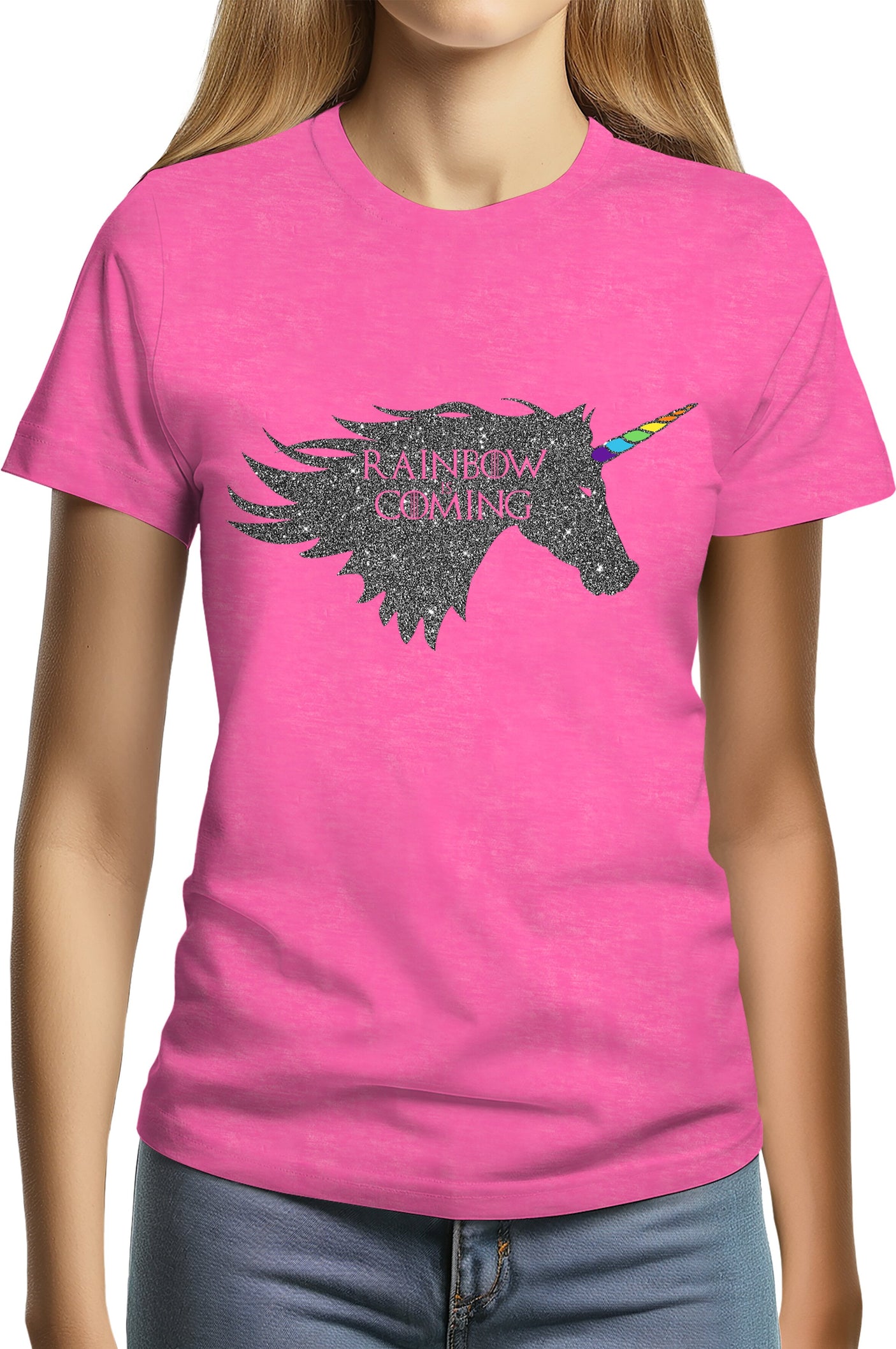 T-Shirt Femme Rainbow unicorn is coming
