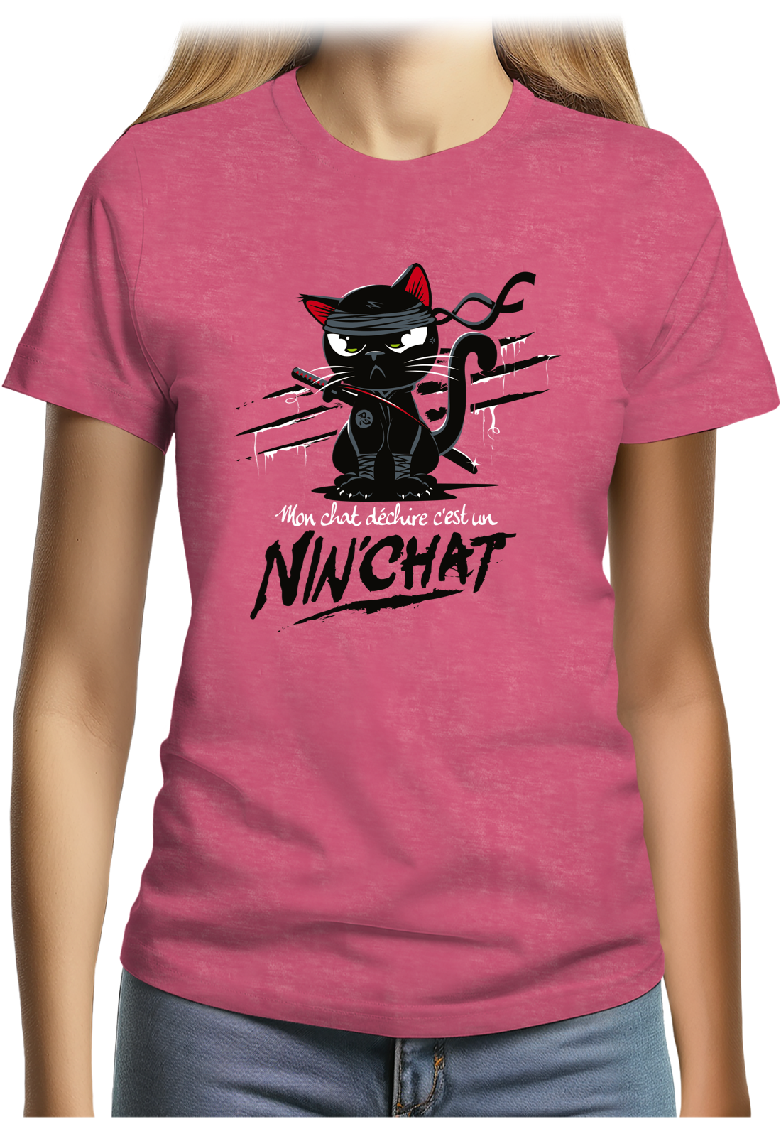 T-Shirt Femme Mon chat déchire tout c'est un ninja