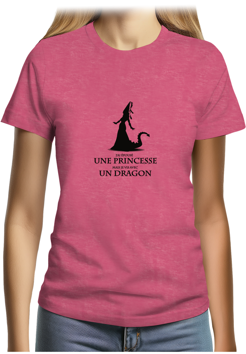 T-Shirt Femme D'épouser une princesse à vivre avec un dragon