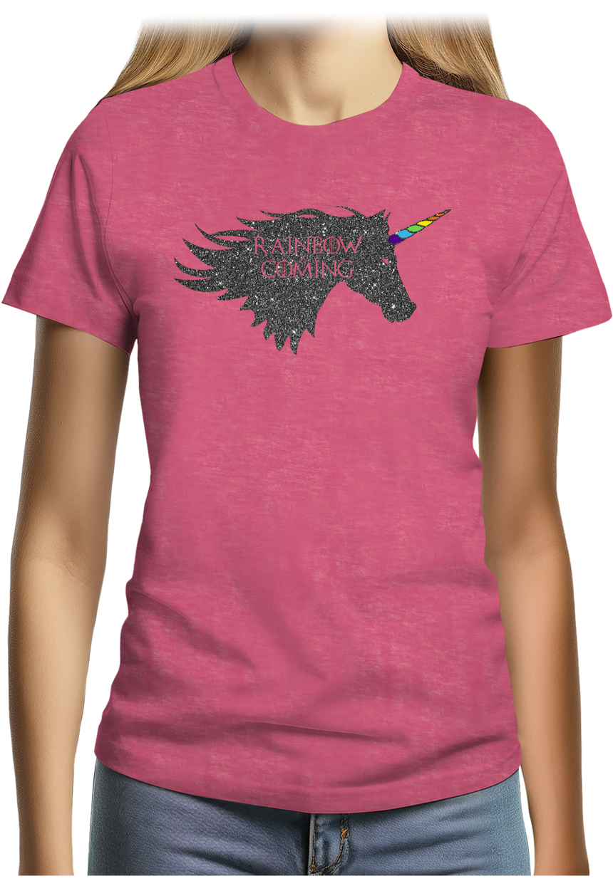 T-Shirt Femme Rainbow unicorn is coming
