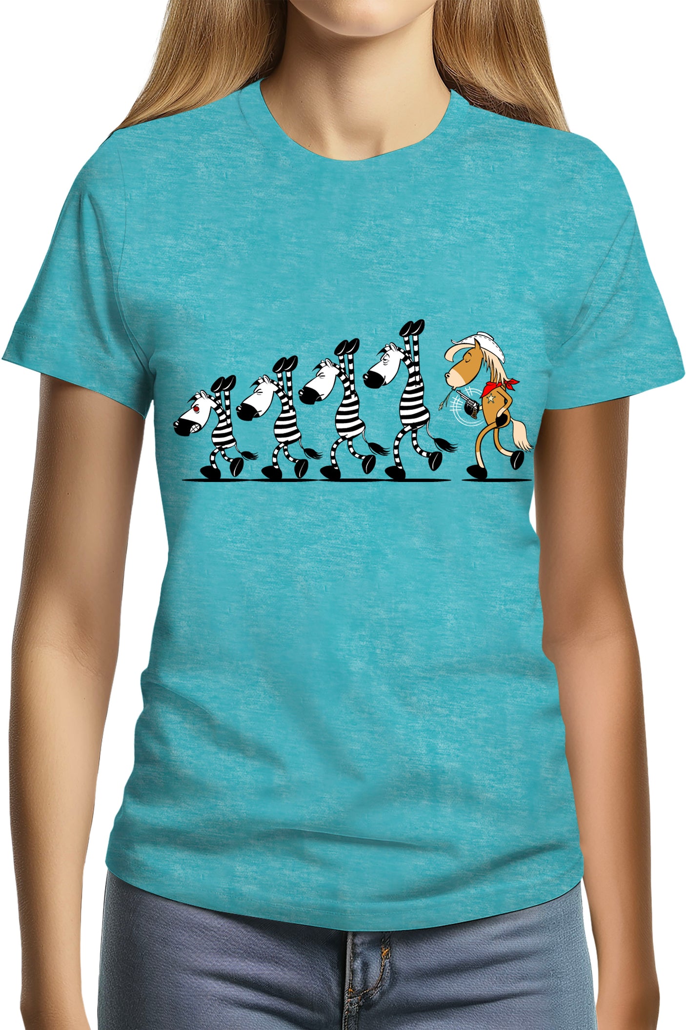 T-Shirt Femme Fin de cavale zèbre et cheval