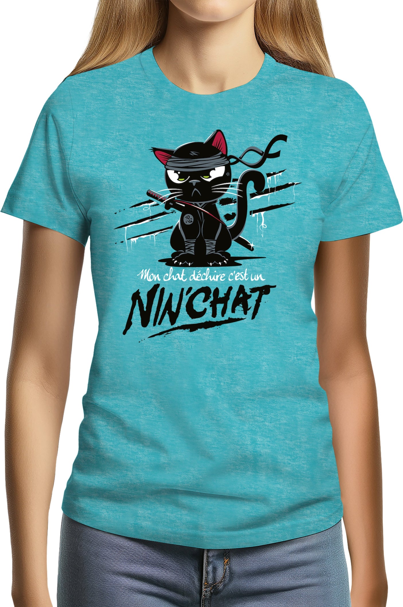 T-Shirt Femme Mon chat déchire tout c'est un ninja