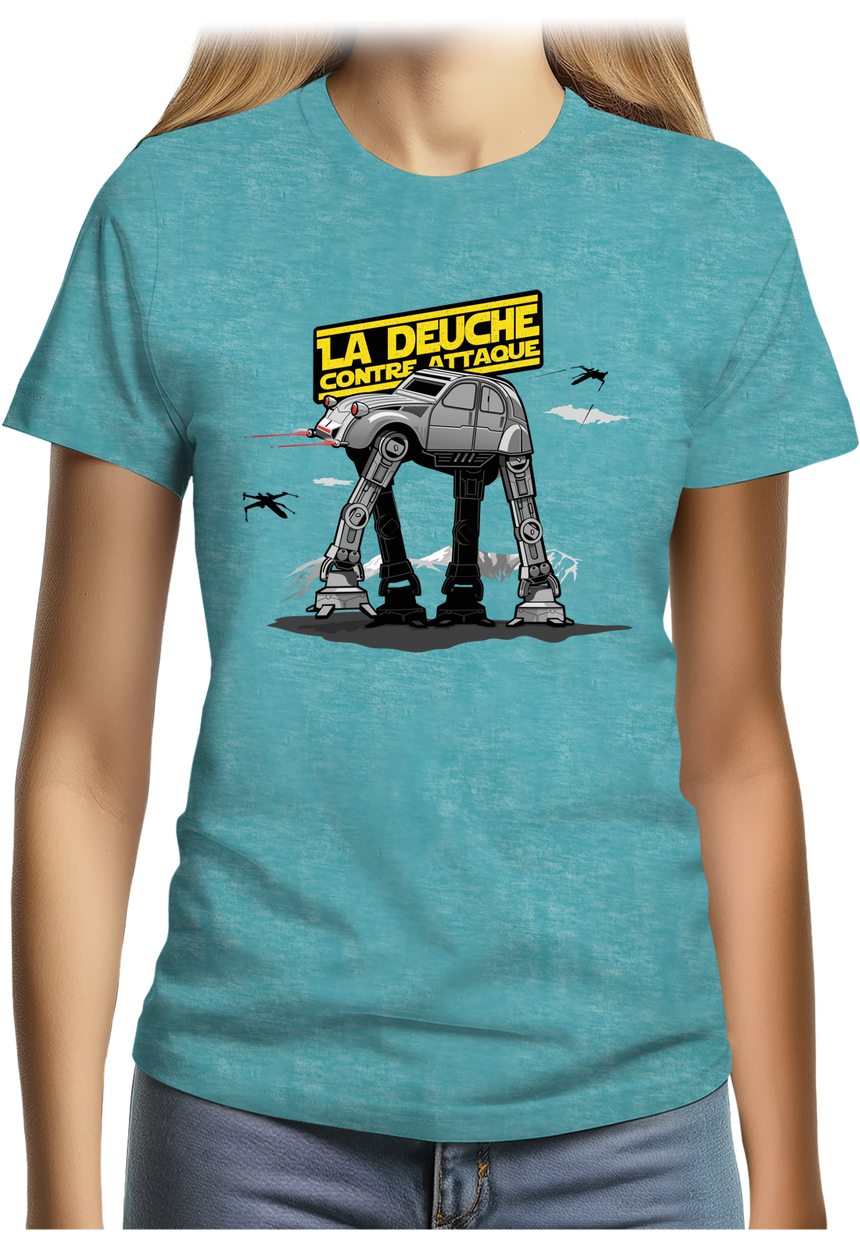 T-Shirt Femme Voiture 2CV contre attaque