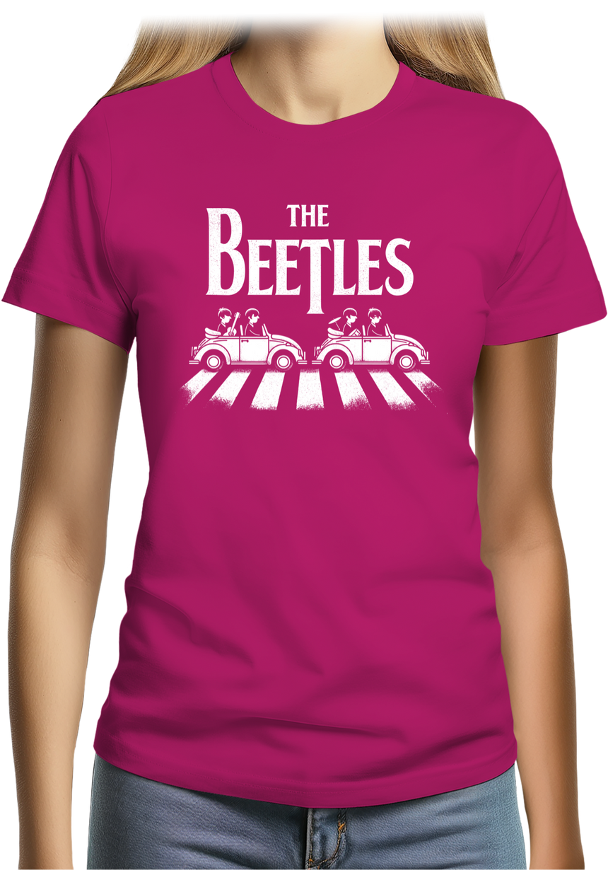 T-Shirt Femme The beetles, voiture coccinelle qui traverse