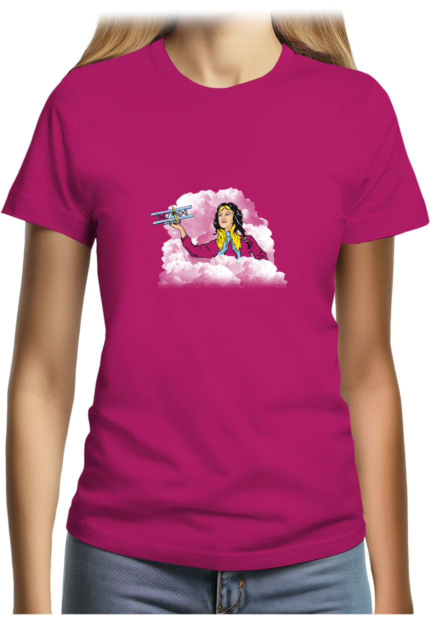 T-Shirt Femme Avion Bleu fillette